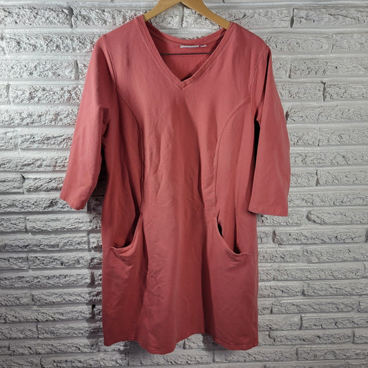 Denim Co Womens Dress Extra Large Mini Sweatshirt Coverup Pockets Comfy Orange