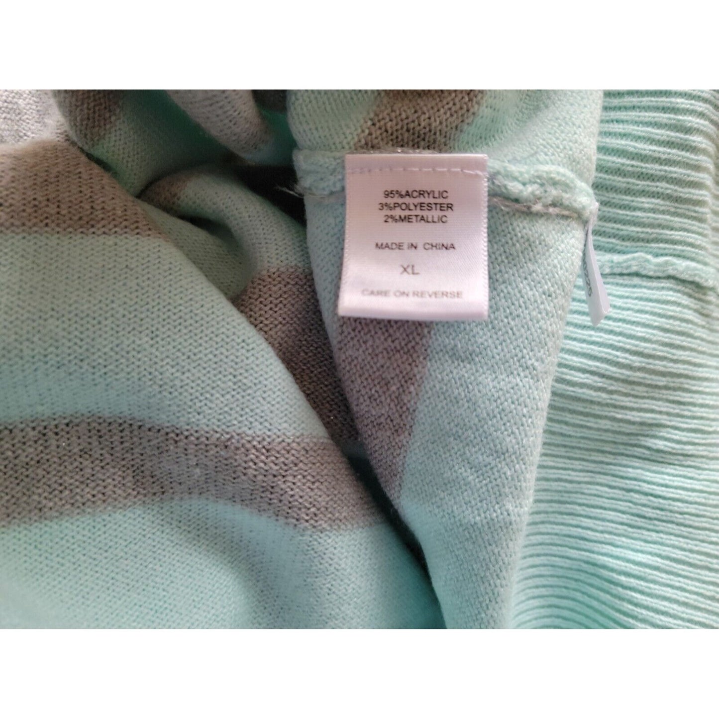 New York & Co Womens Sweater Extra Large XL Pullover Blue Stripe Metallic Thread