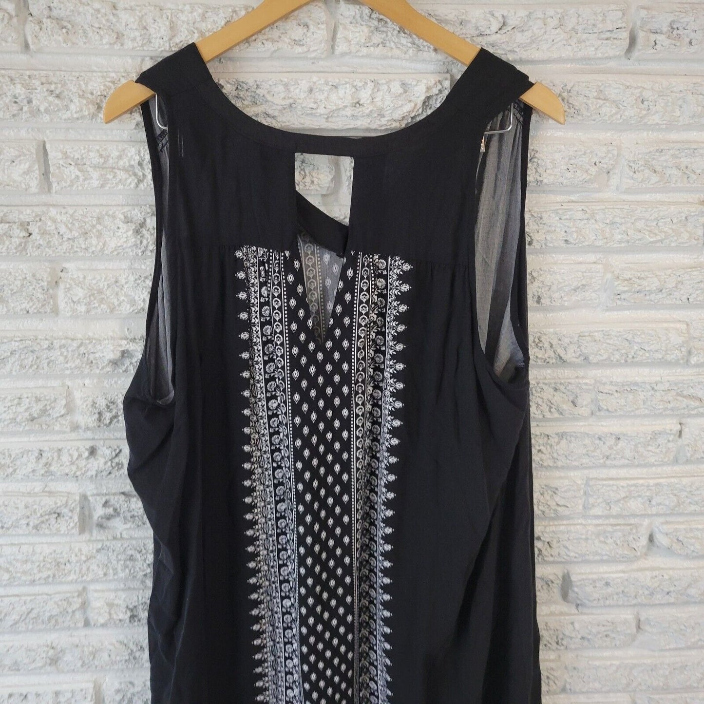 Old Navy Womens Dress XXL Plus Mini Shift Sleeveless Black Geometric Lightweight
