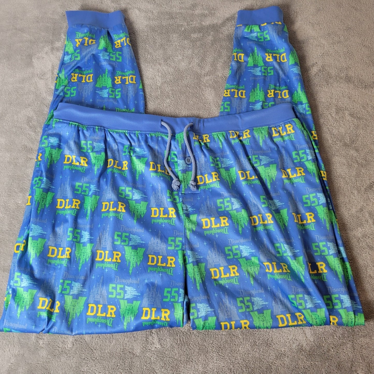 Disneyland Womens Pajama Pants Extra Large XL Blue Button Fly Castle Pockets