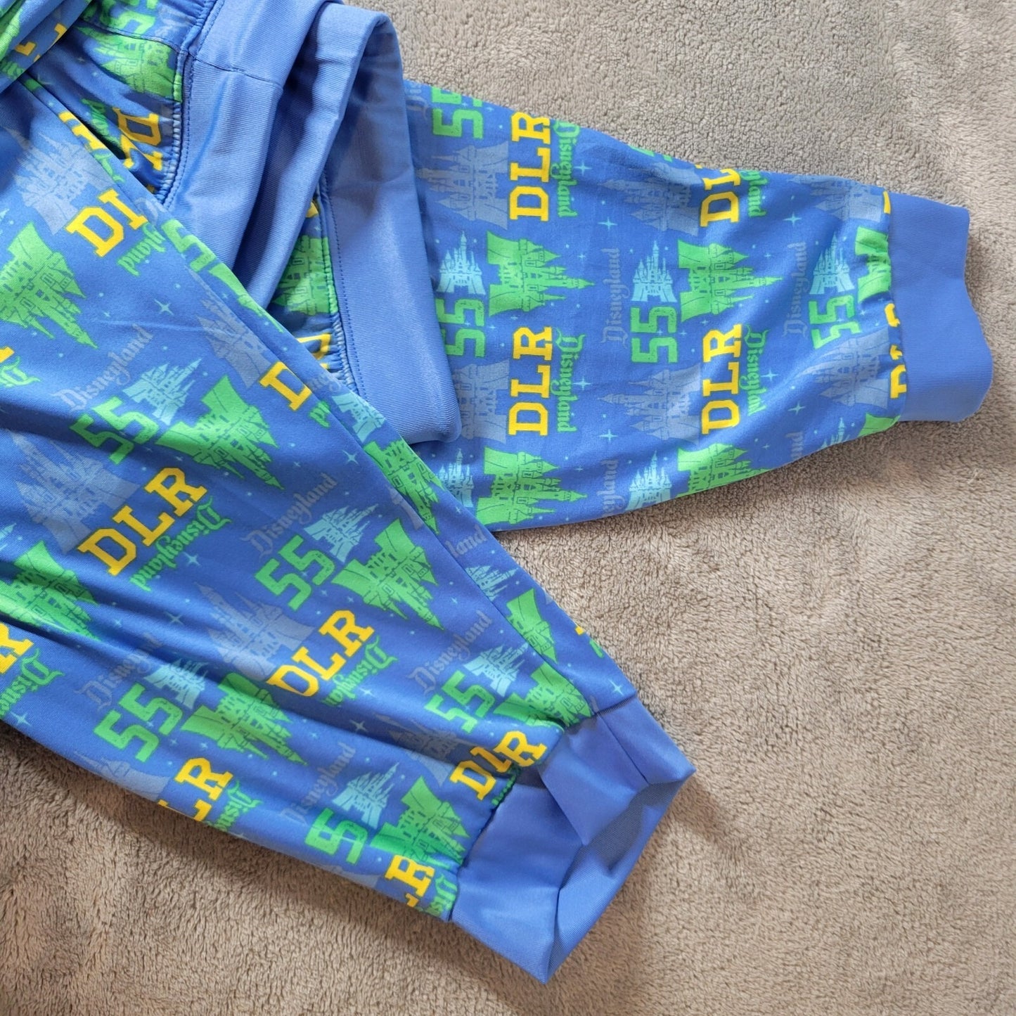 Disneyland Womens Pajama Pants Extra Large XL Blue Button Fly Castle Pockets