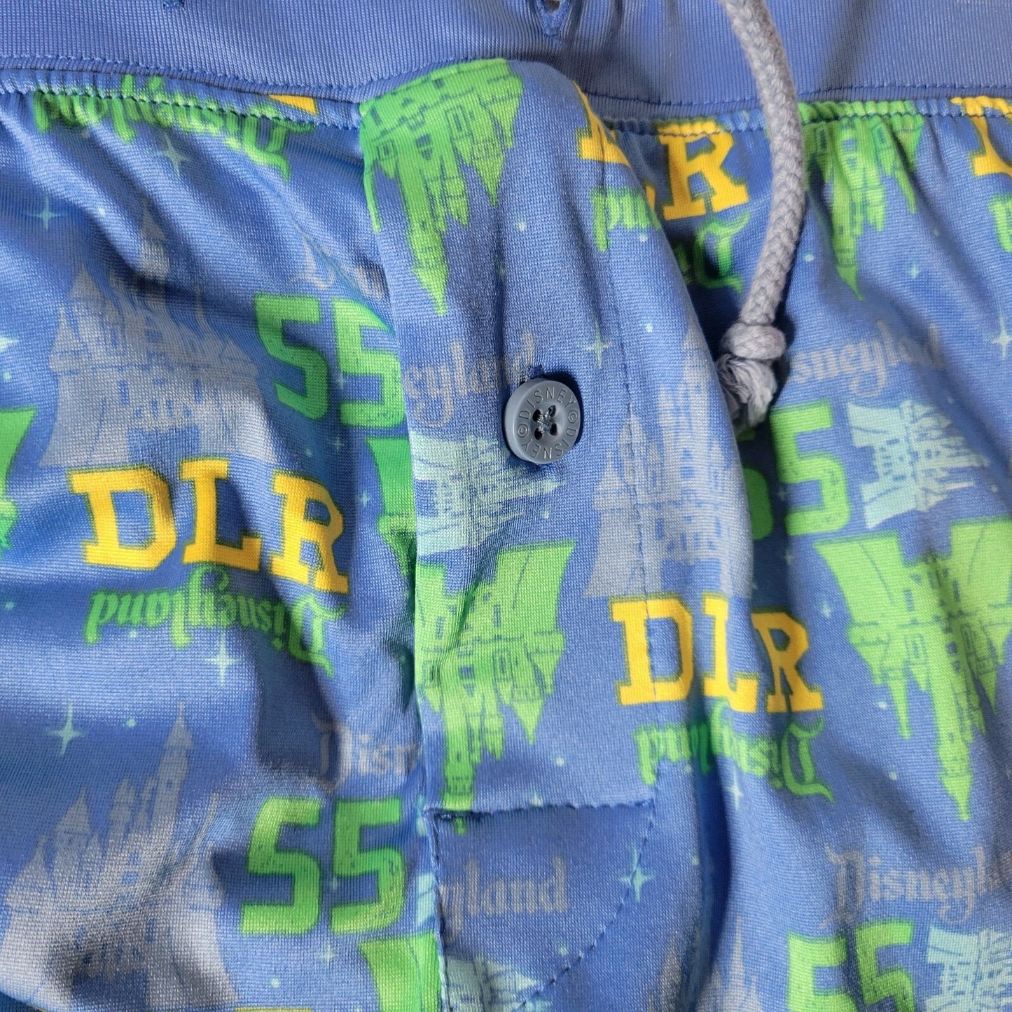 Disneyland Womens Pajama Pants Extra Large XL Blue Button Fly Castle Pockets