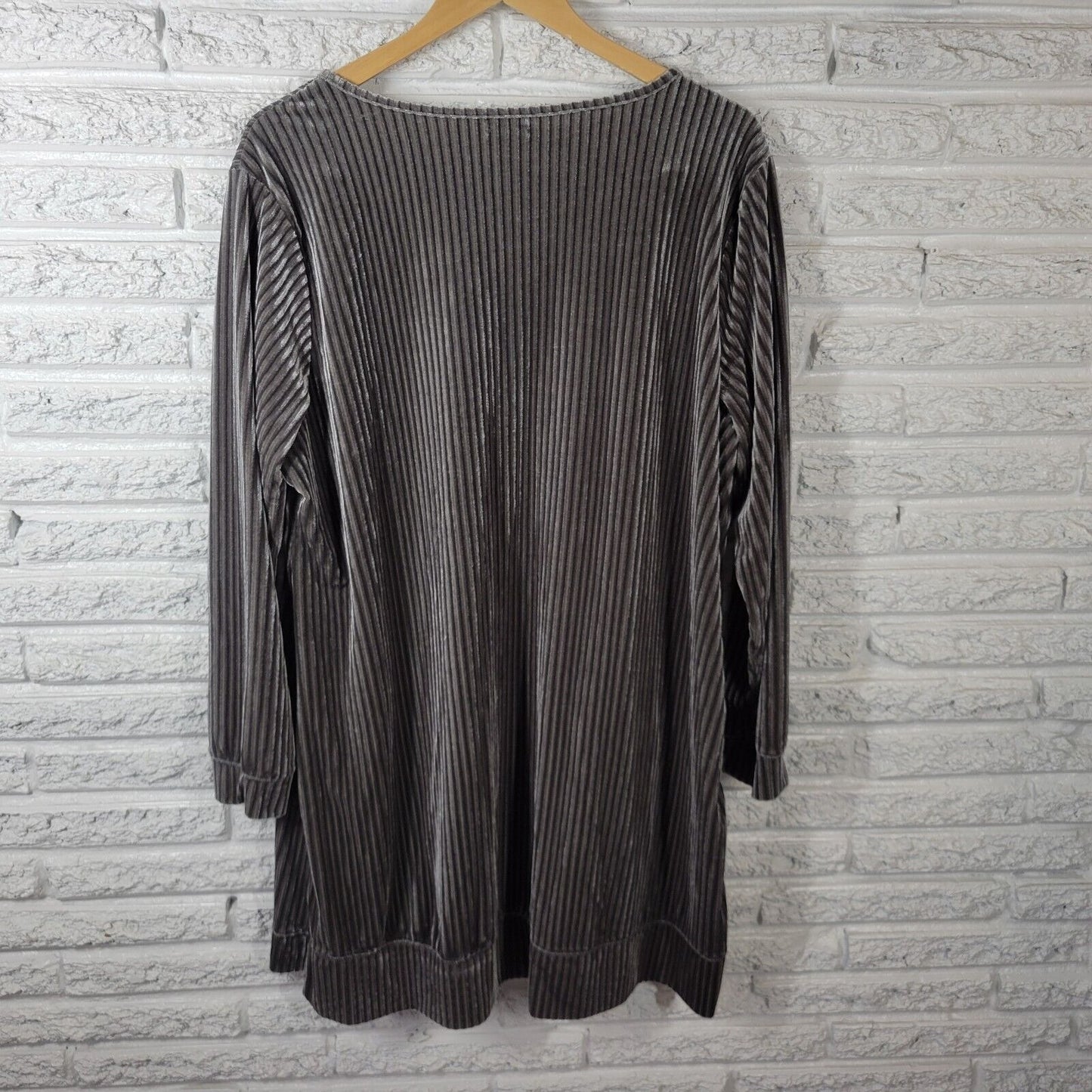 Tacera Womens Swim Coverup 2X Plus Robe Dress Gray Velour Soft Pockets Comfy