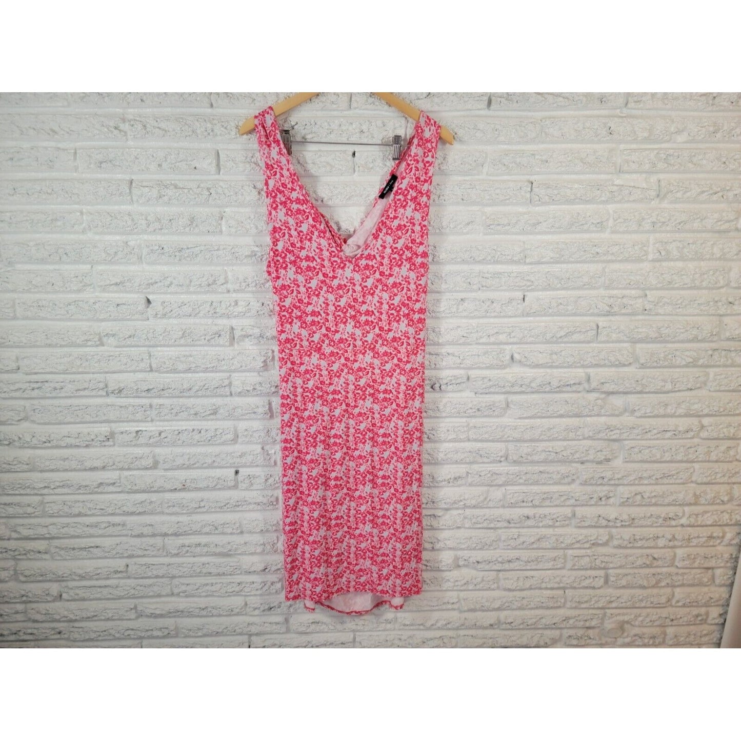 BCBG Paris Womens Dress XXL Tank Wrap Pink Floral Sleeveless Open Back Casual