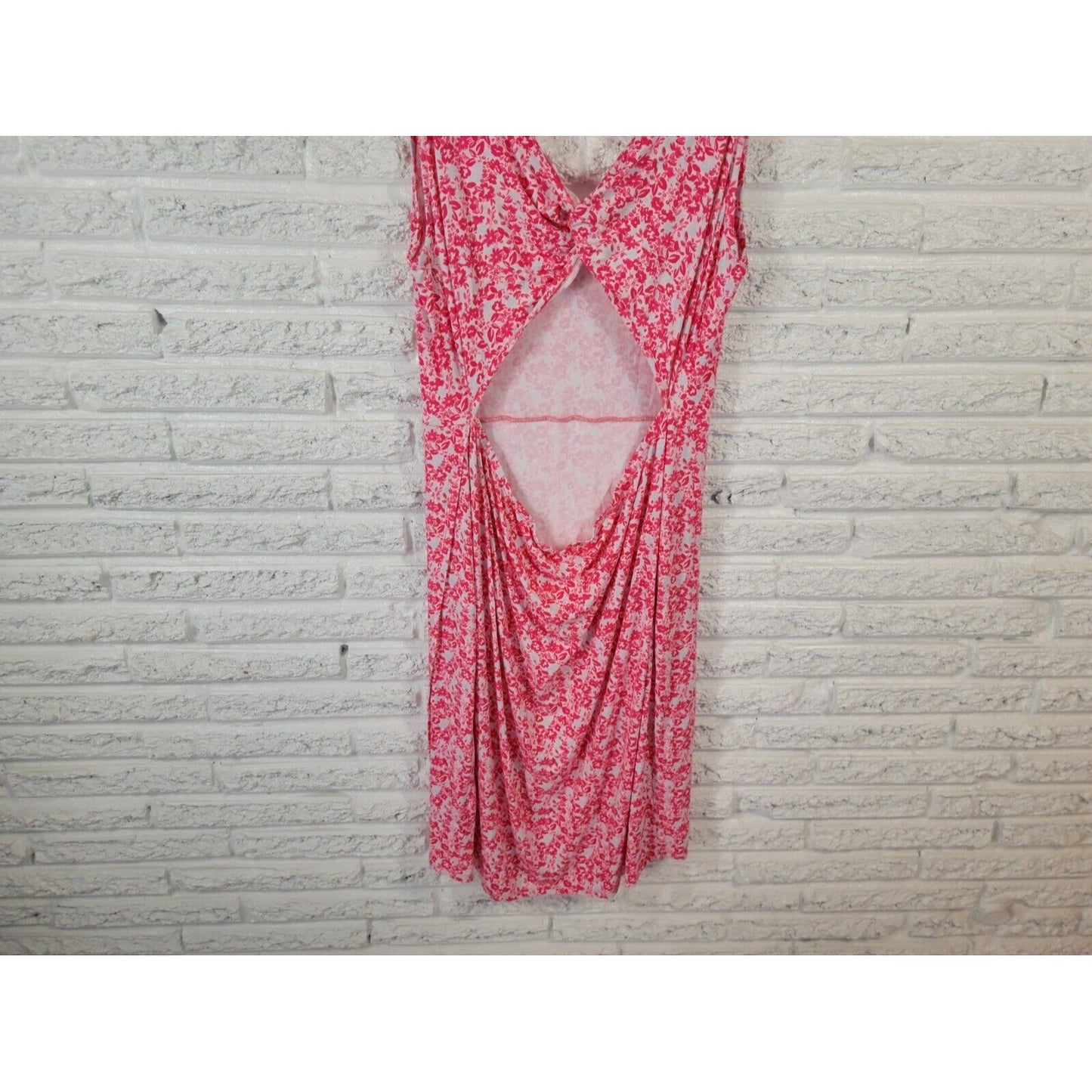 BCBG Paris Womens Dress XXL Tank Wrap Pink Floral Sleeveless Open Back Casual