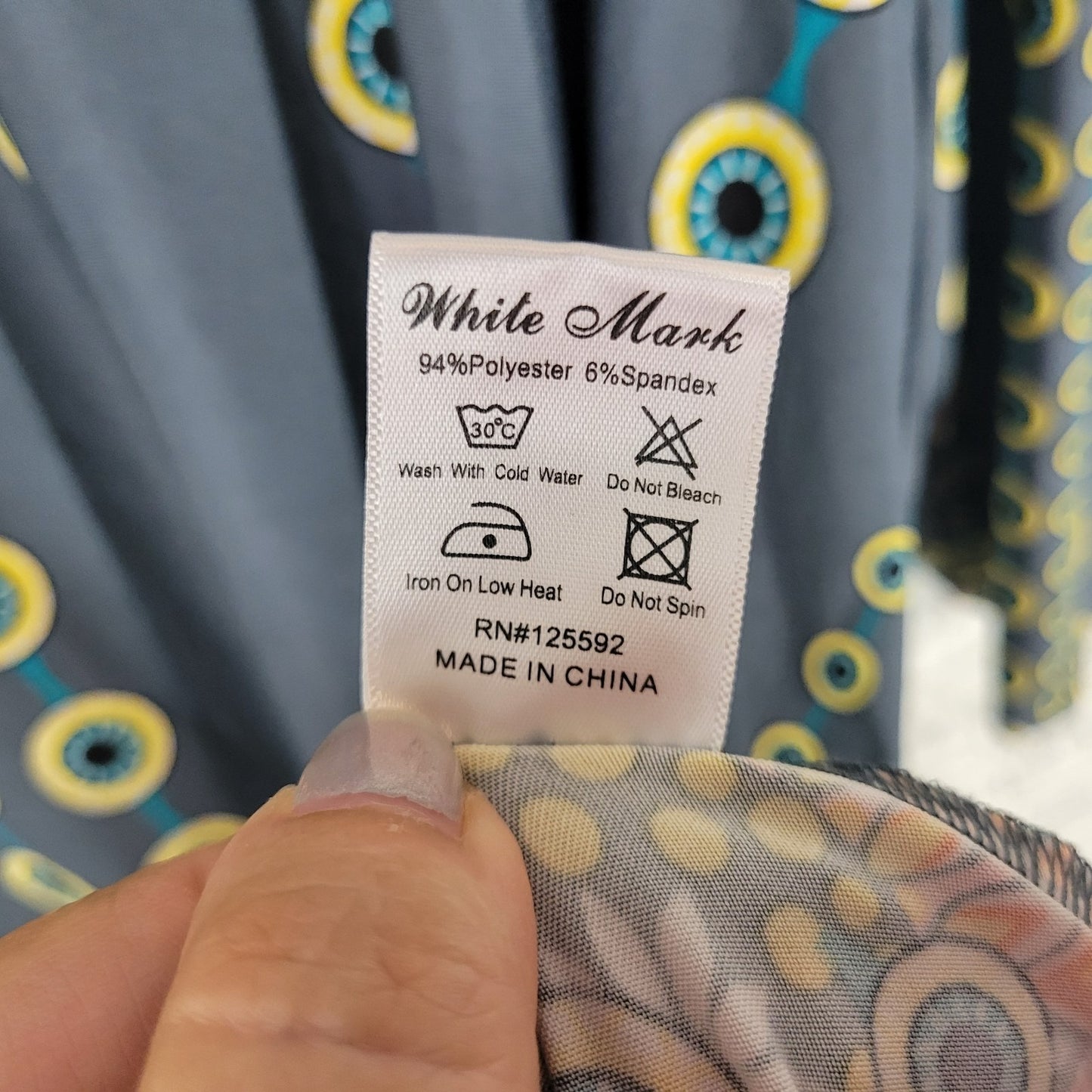 White Mark Womens Top 3XL Plus Tunic Asymmetric 3/4 Sleeve Gray Yellow Geometric