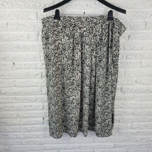 Fitting Image Womens Skirt 24 Plus Below Knee ALine Black Floral Full Sheer