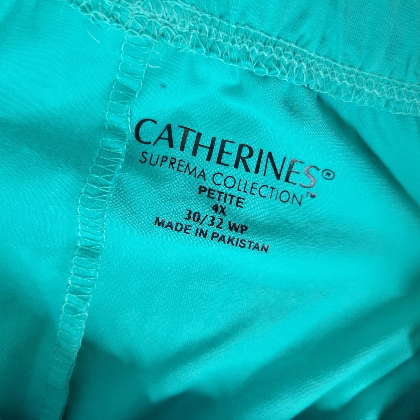 Catherines Suprema Womens Pants 4X Petite Plus Capri Pull On Blue Crochet Hem