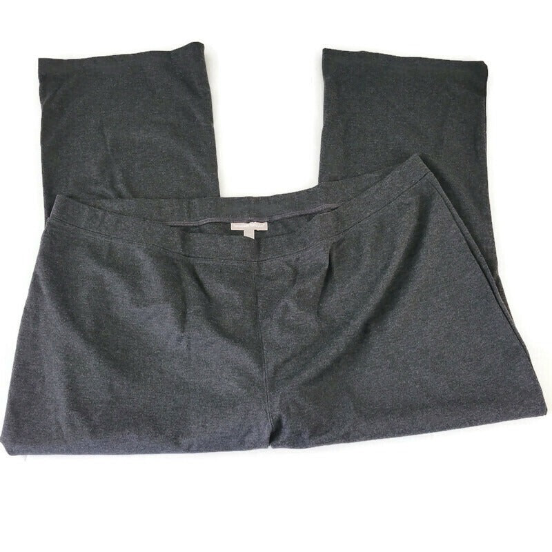 Woman Within Women Pants 34WP Plus Petite Pull On Straight Leg Muted Black Comfy