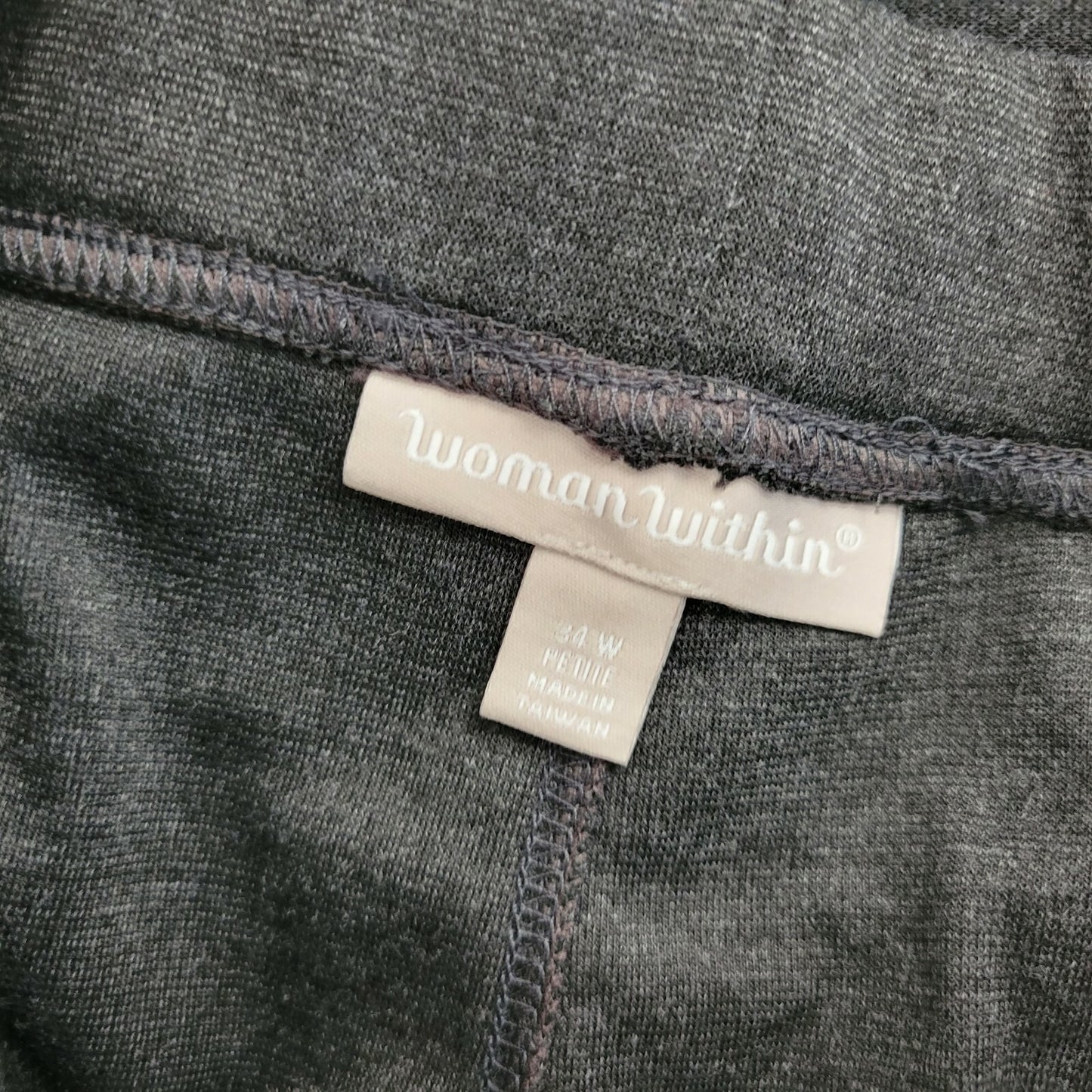 Woman Within Women Pants 34WP Plus Petite Pull On Straight Leg Muted Black Comfy