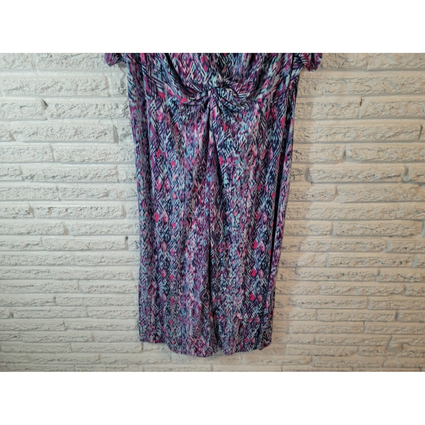 Catherines Womens Dress 3XWP Plus Midi Sheath Short Watercolor Cold Shoulder