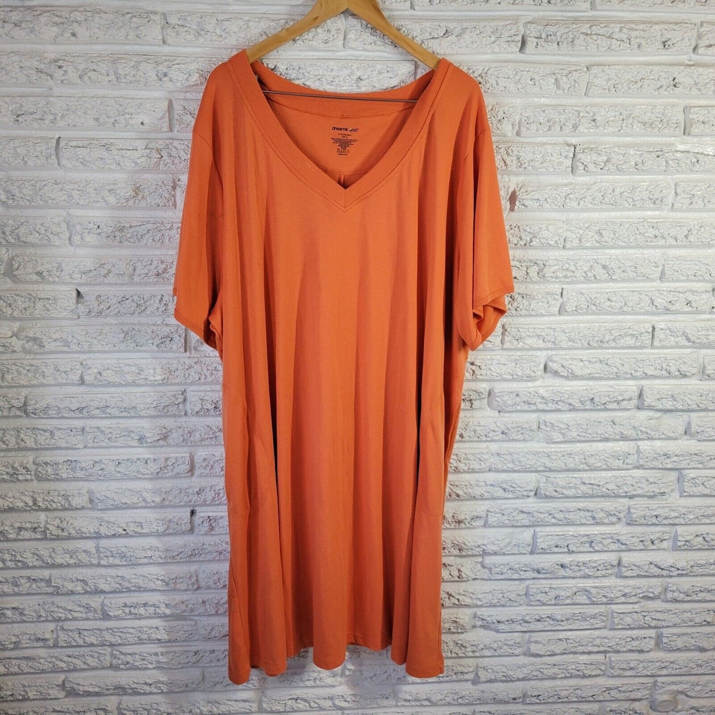 Dreams Co Womens Dress 5X Plus Short Sleeve Orange Poly Blend Casual Comfy