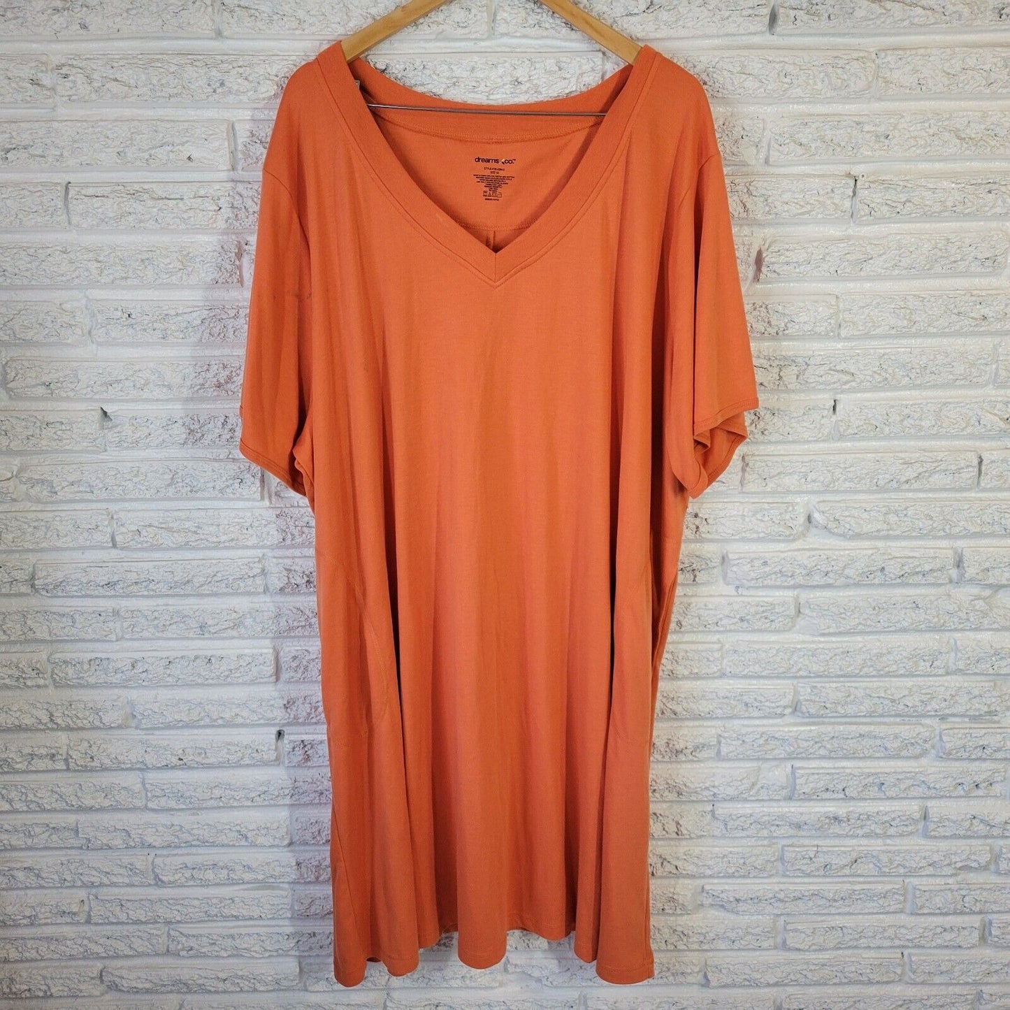 Dreams Co Womens Dress 5X Plus Short Sleeve Orange Poly Blend Casual Comfy