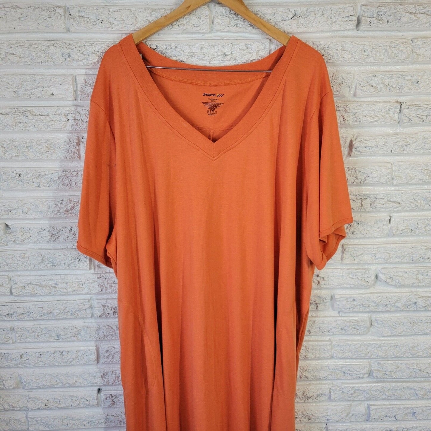Dreams Co Womens Dress 5X Plus Short Sleeve Orange Poly Blend Casual Comfy
