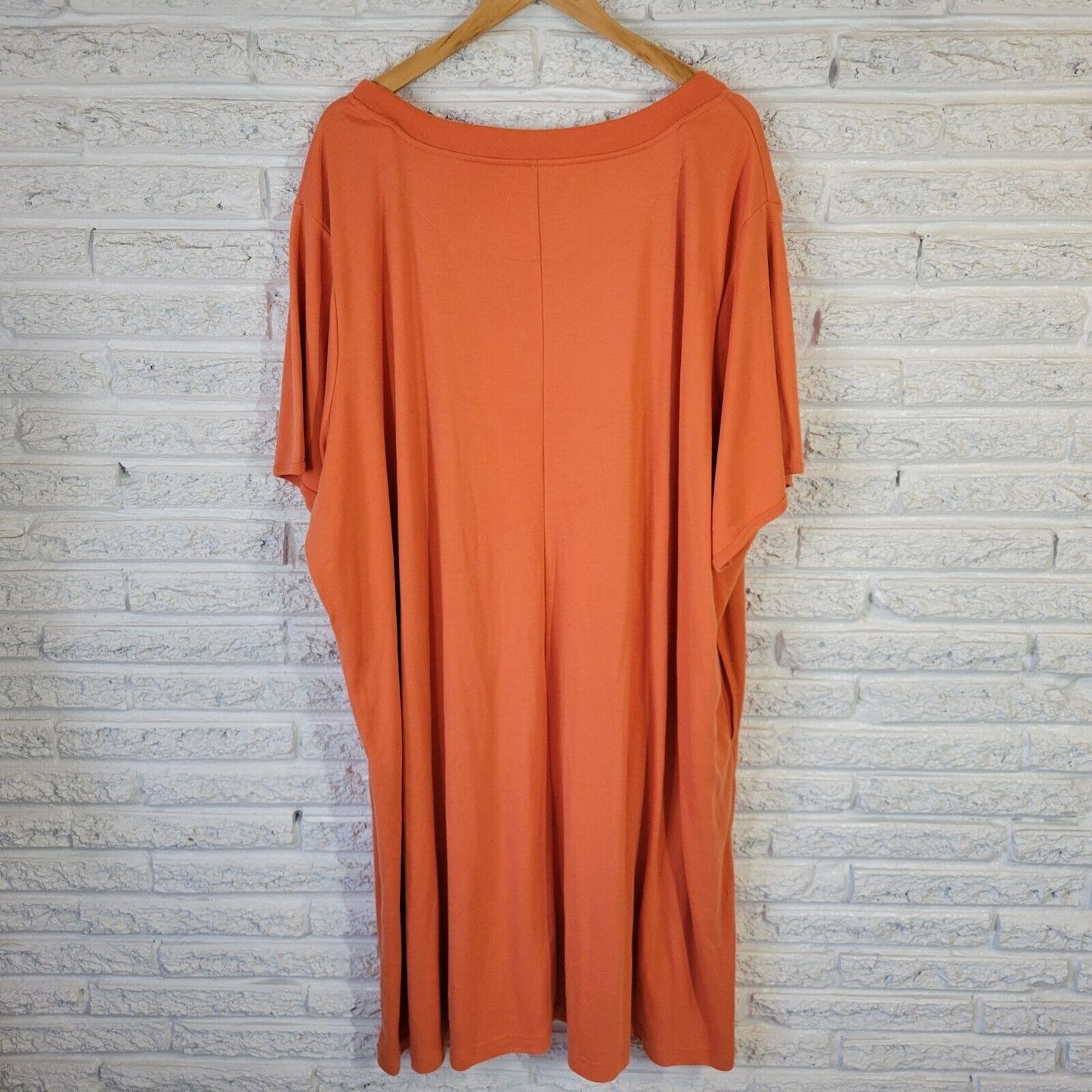 Dreams Co Womens Dress 5X Plus Short Sleeve Orange Poly Blend Casual Comfy