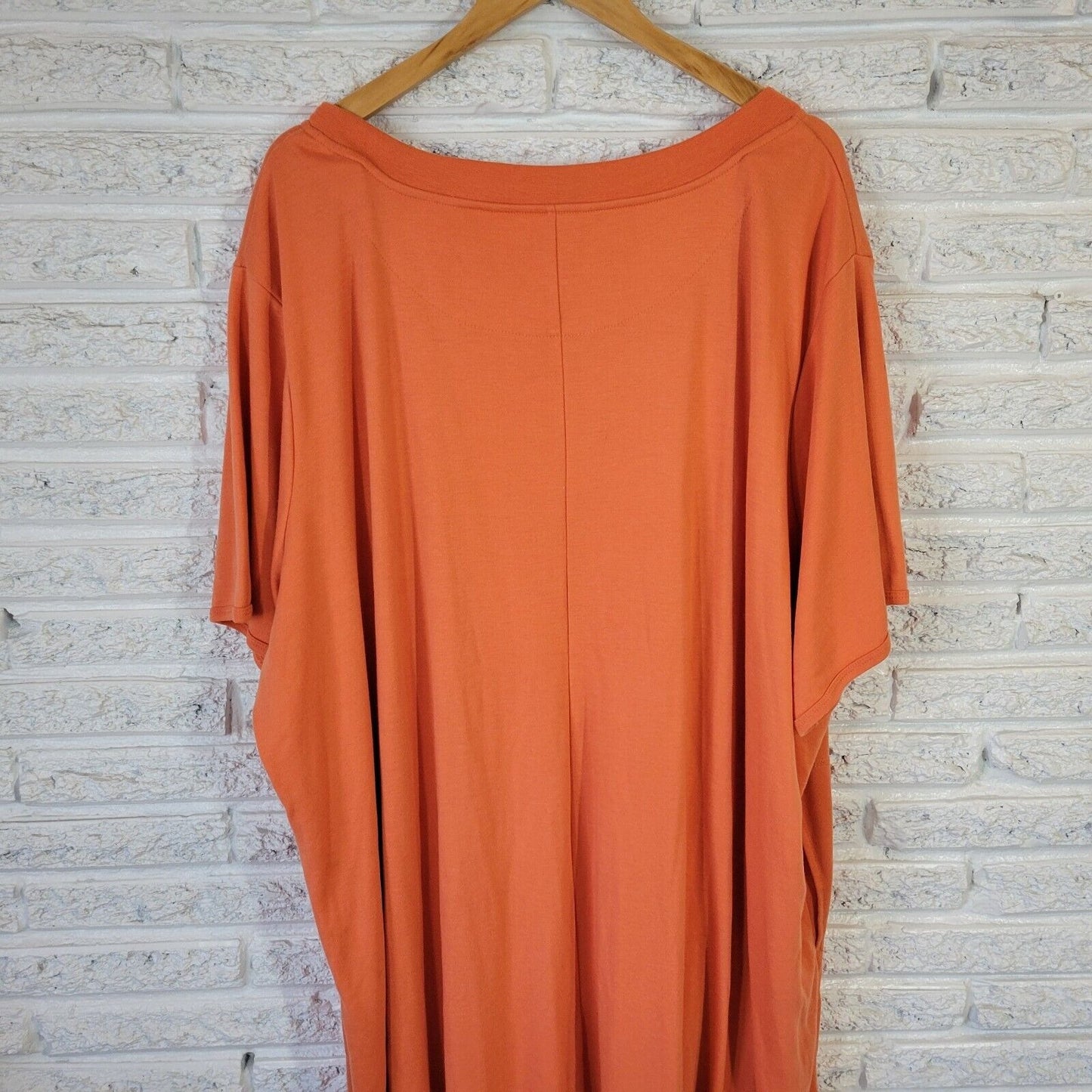 Dreams Co Womens Dress 5X Plus Short Sleeve Orange Poly Blend Casual Comfy