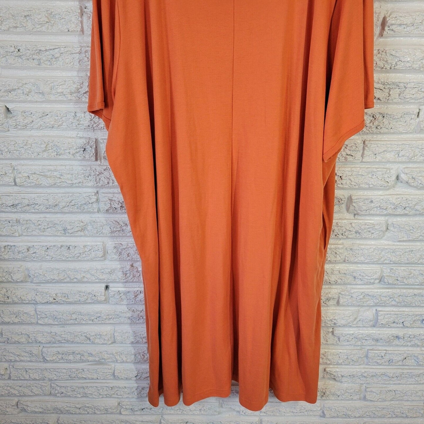 Dreams Co Womens Dress 5X Plus Short Sleeve Orange Poly Blend Casual Comfy
