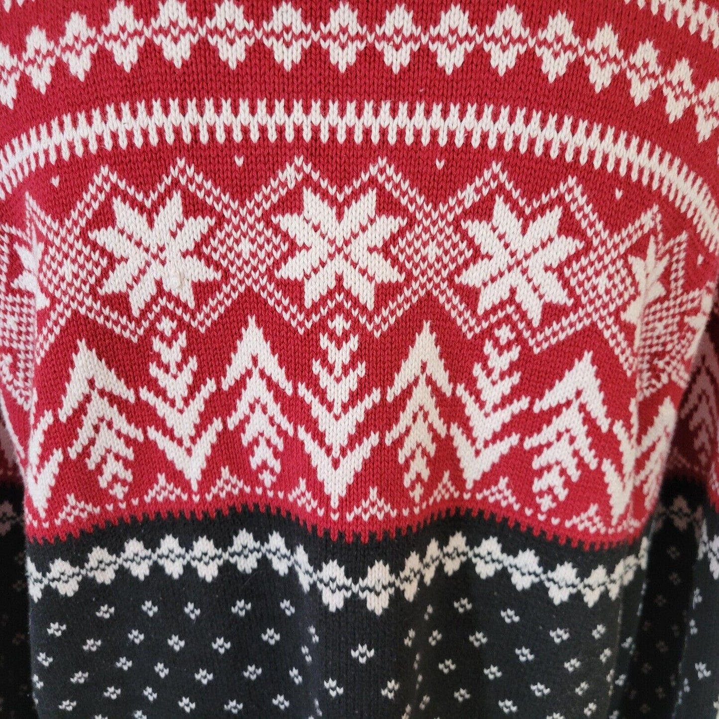 Covington Womens Sweater 16W 18W Plus Long Sleeve Cotton Red Black Fair Isle