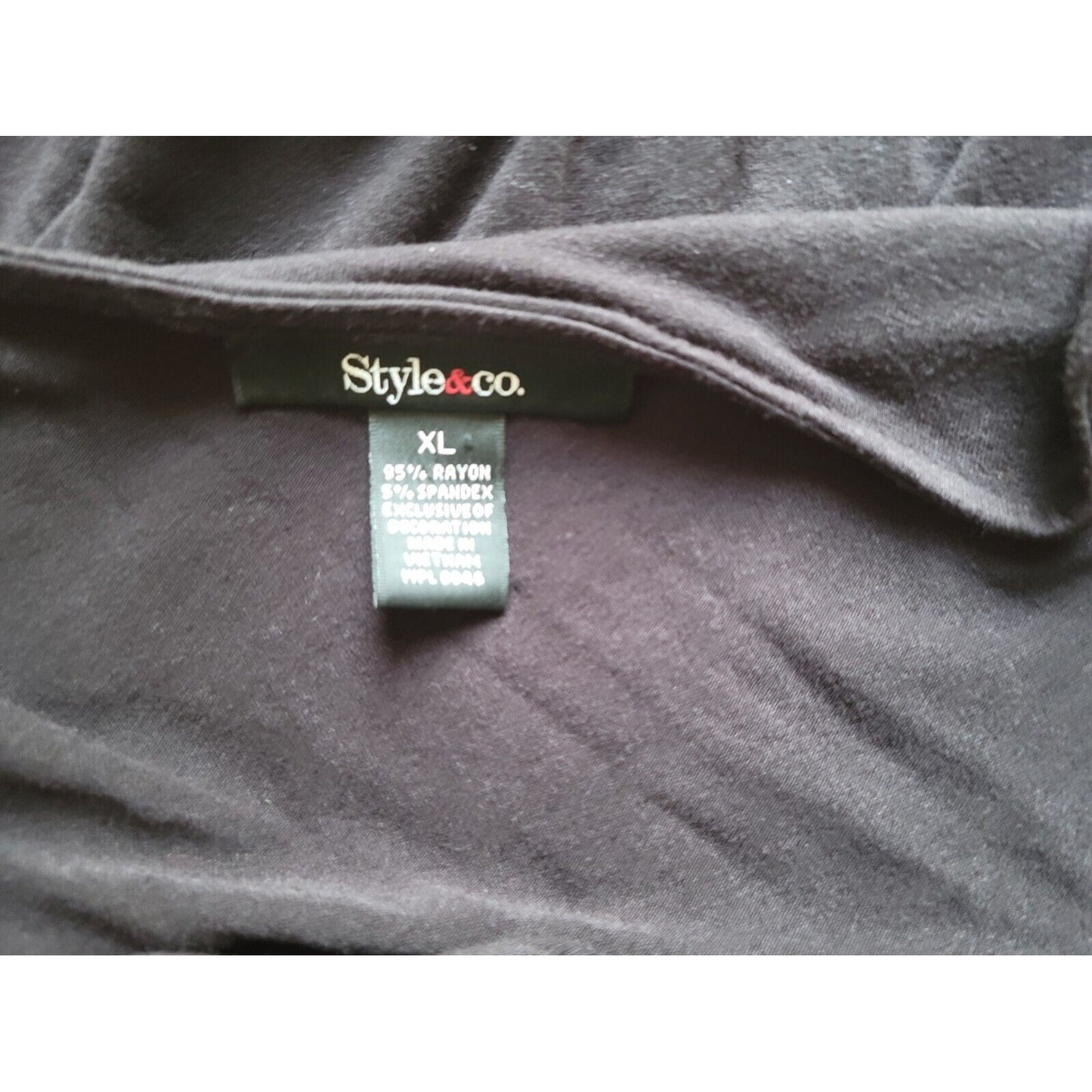 Style & Co Womens Top Extra Large Batwing Sleeve Black Paisley Embroider Casual