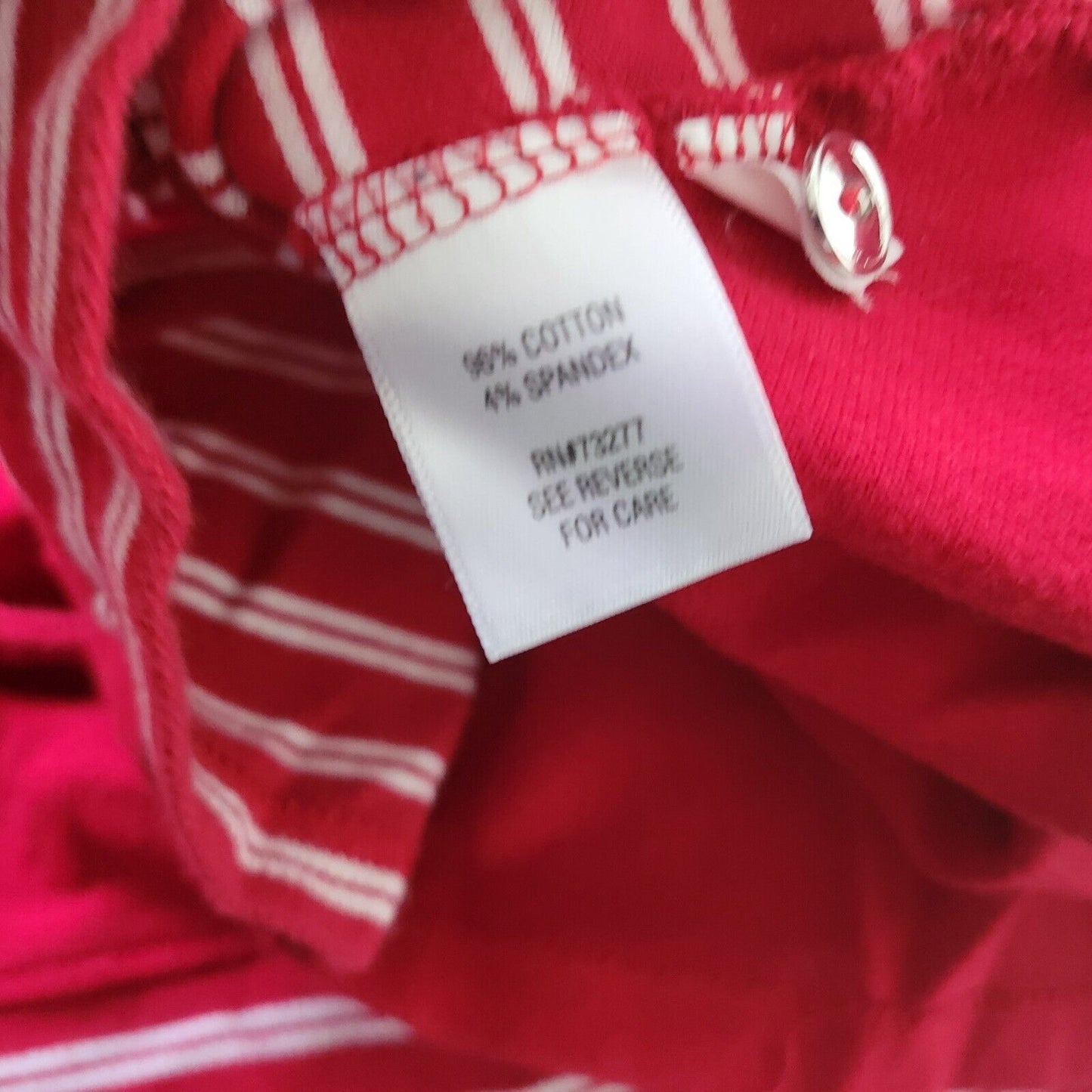 Croft Barrow Womens Top 2X Plus 3/4 Cuff Sleeve Red White Stripe Comfy Casual