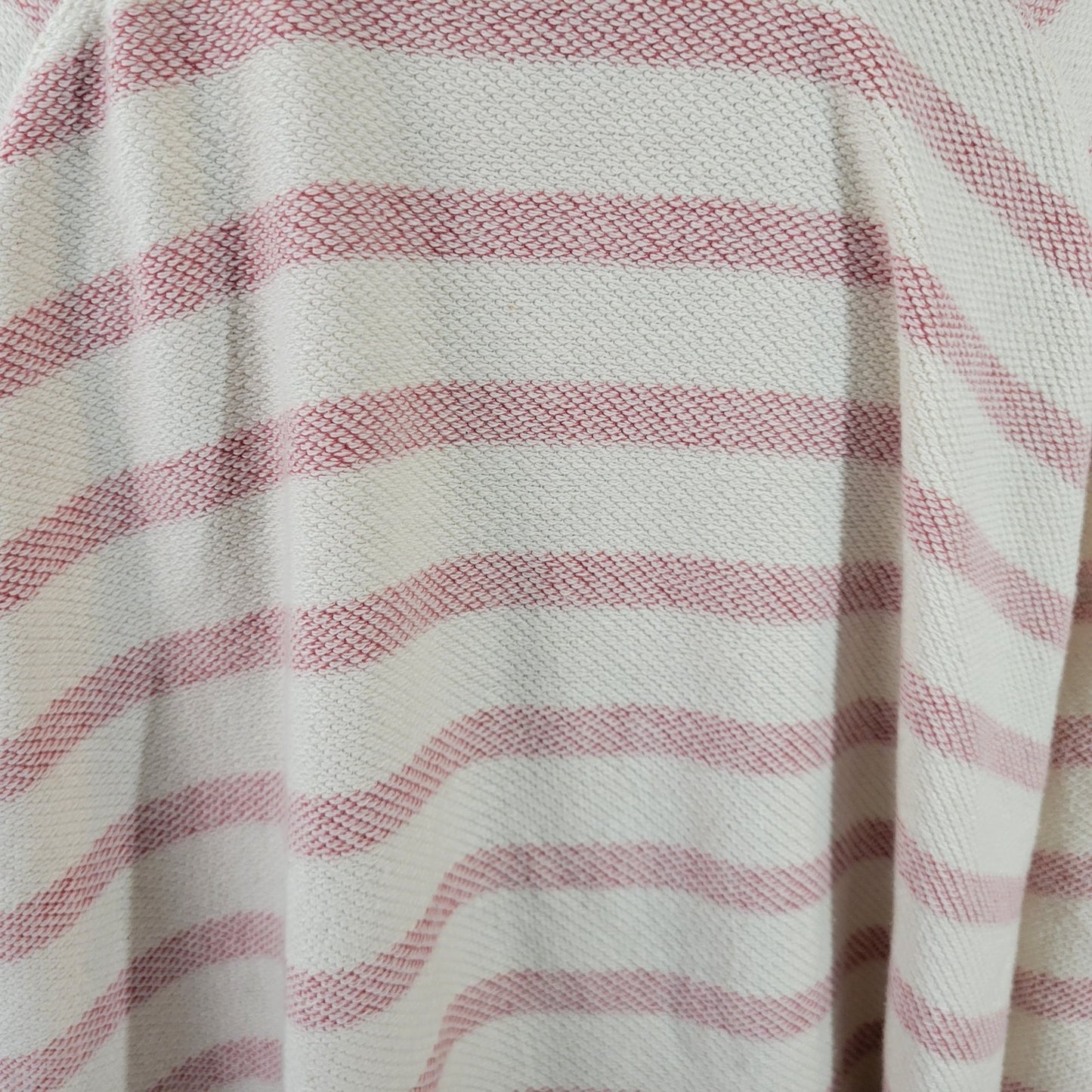 Chaps Womens Top 2X Plus Hoodie Knit Pink White Stripe Comfy Cotton Drawstring