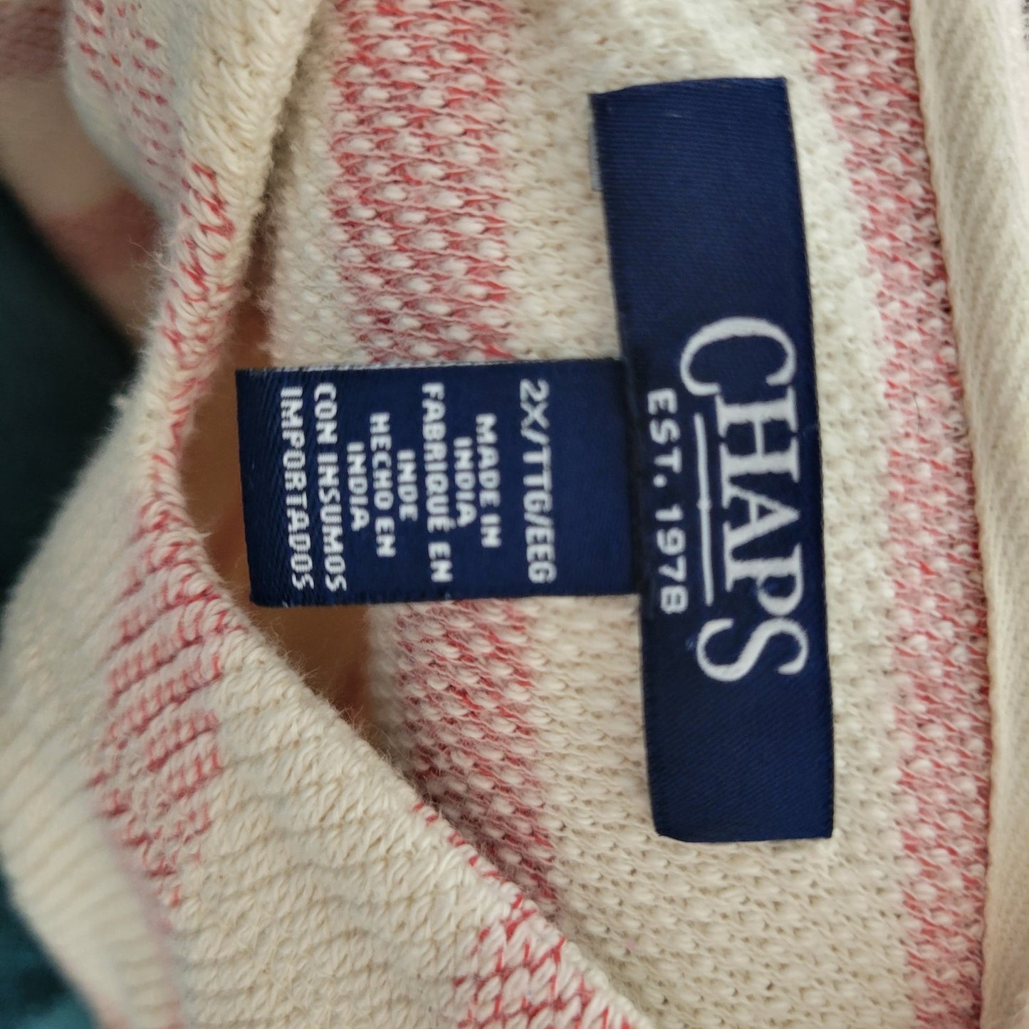 Chaps Womens Top 2X Plus Hoodie Knit Pink White Stripe Comfy Cotton Drawstring