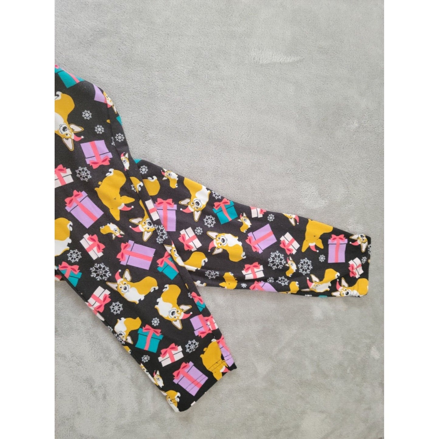 Christmas Terra Sky Womens Pants 0X 14W Plus Corgi Dog Black Pull On Poly Blend