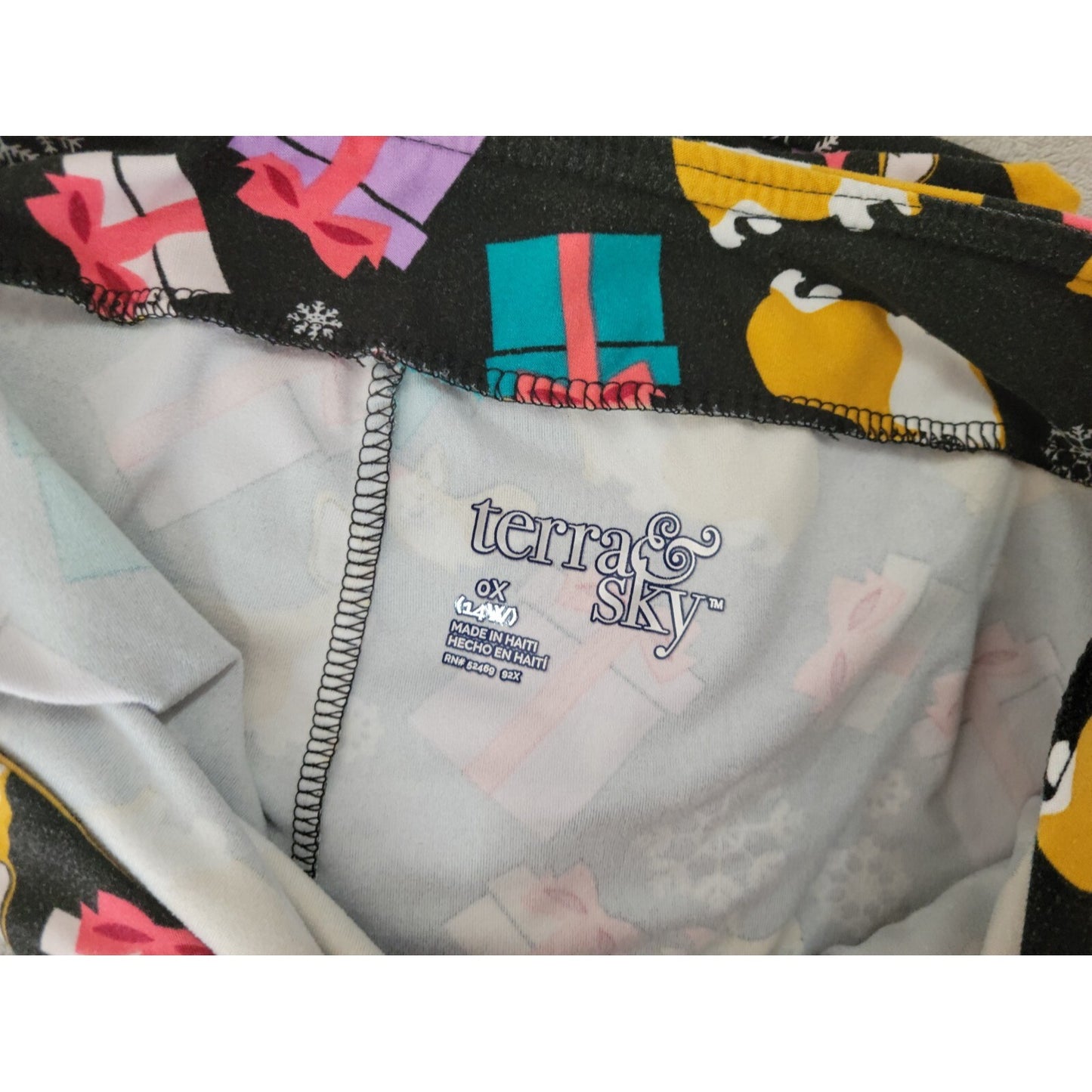 Christmas Terra Sky Womens Pants 0X 14W Plus Corgi Dog Black Pull On Poly Blend