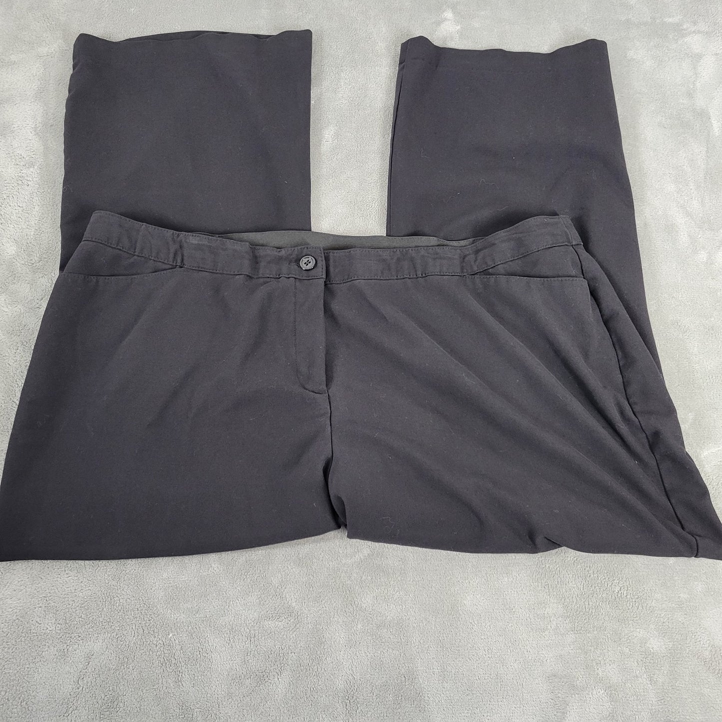 Lane Bryant Women Pants 26P Petite Plus Straight Leg Black Poly Blend Zip Office