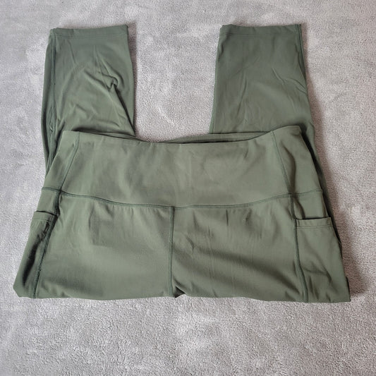 Baleaf Womens Pants 2XL Plus Leggings Capri Pull On Green Activewear Pockets