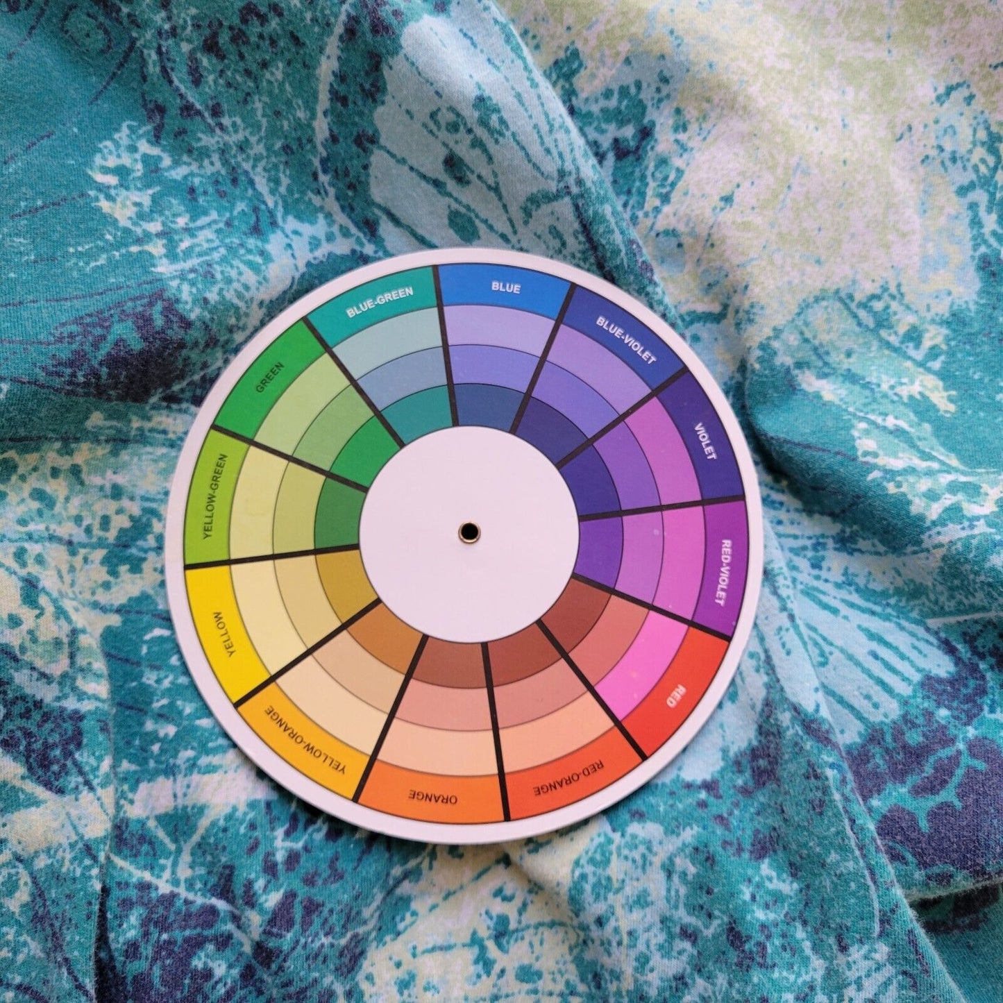 Basic Editions Women Top 3X Plus Peplum Blue Tie Dye Butterflies Cotton Keyhole