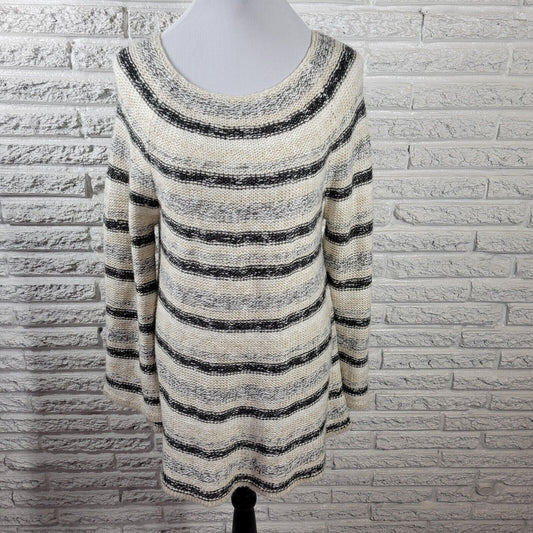 Style Co Women Sweater Extra Large XL Pullover Metallic Thread Black Stripe Soft