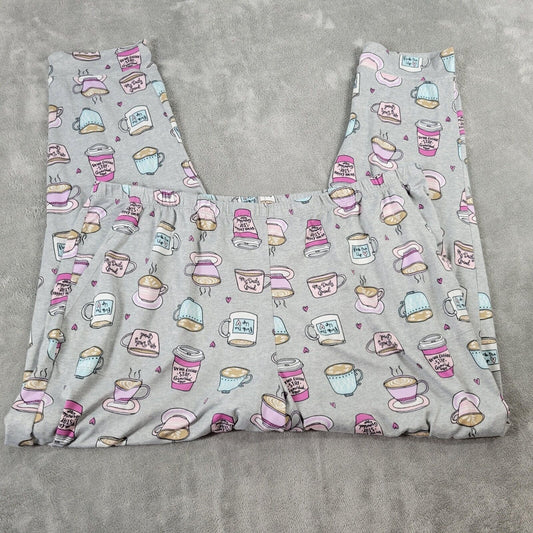 Secret Treasures Womens Pants 2x Plus Pajama Cropped Coffee All Over Gray