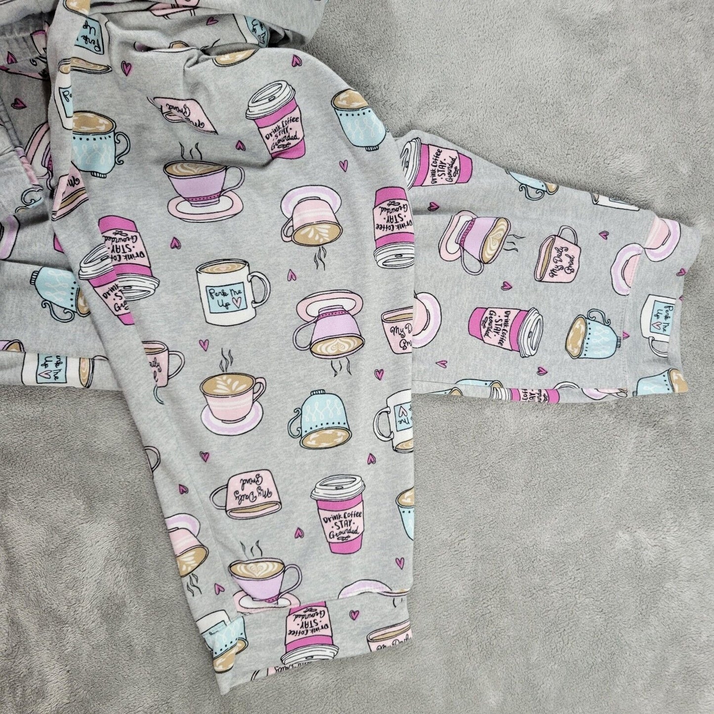 Secret Treasures Womens Pants 2x Plus Pajama Cropped Coffee All Over Gray