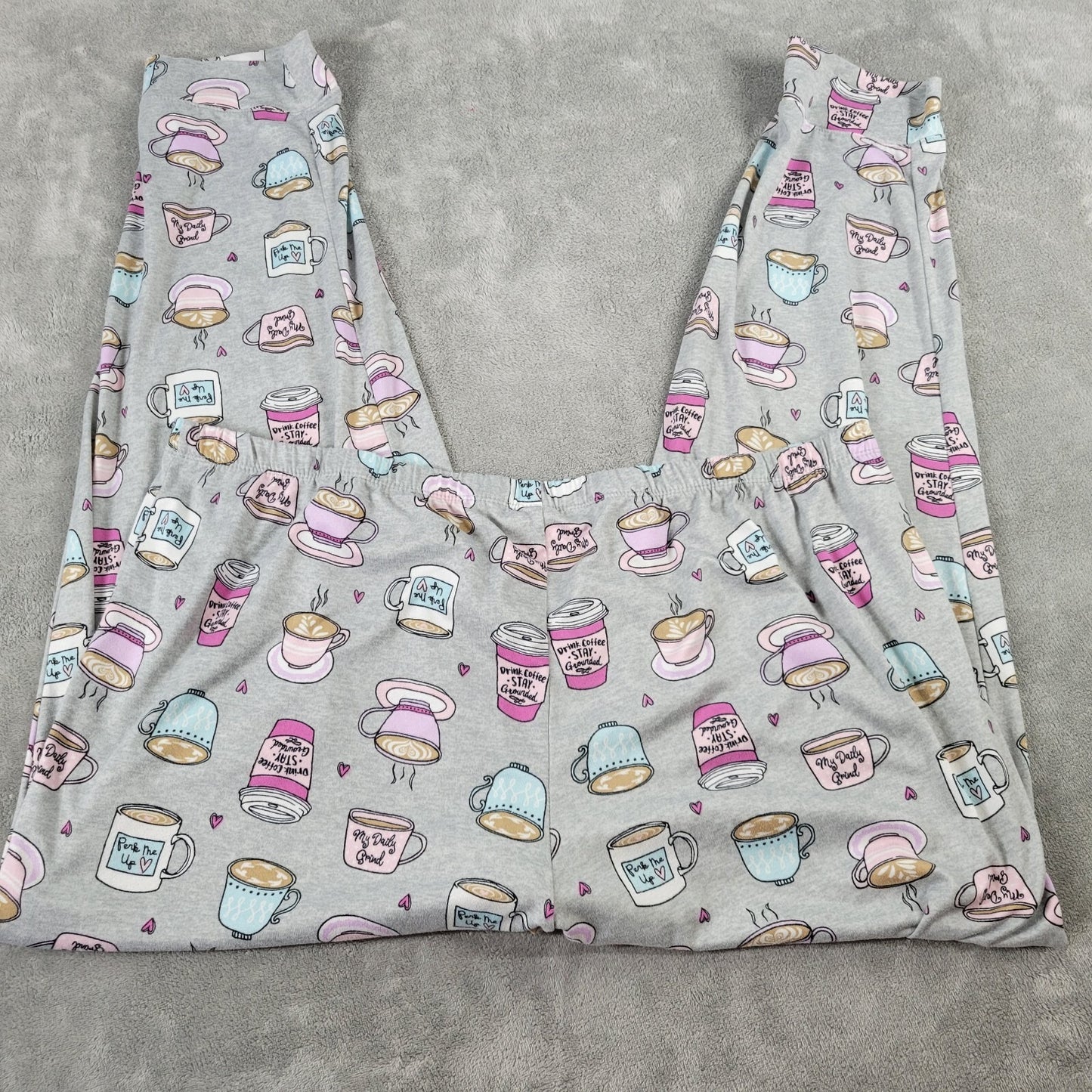 Secret Treasures Womens Pants 2x Plus Pajama Cropped Coffee All Over Gray