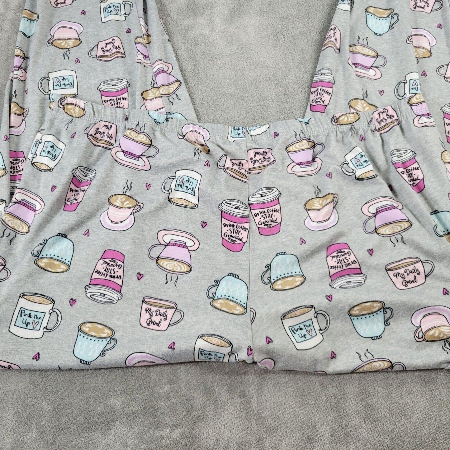 Secret Treasures Womens Pants 2x Plus Pajama Cropped Coffee All Over Gray