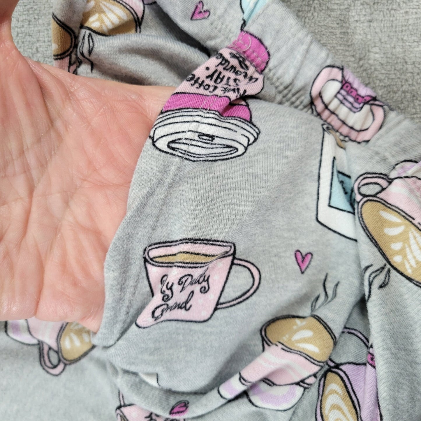 Secret Treasures Womens Pants 2x Plus Pajama Cropped Coffee All Over Gray