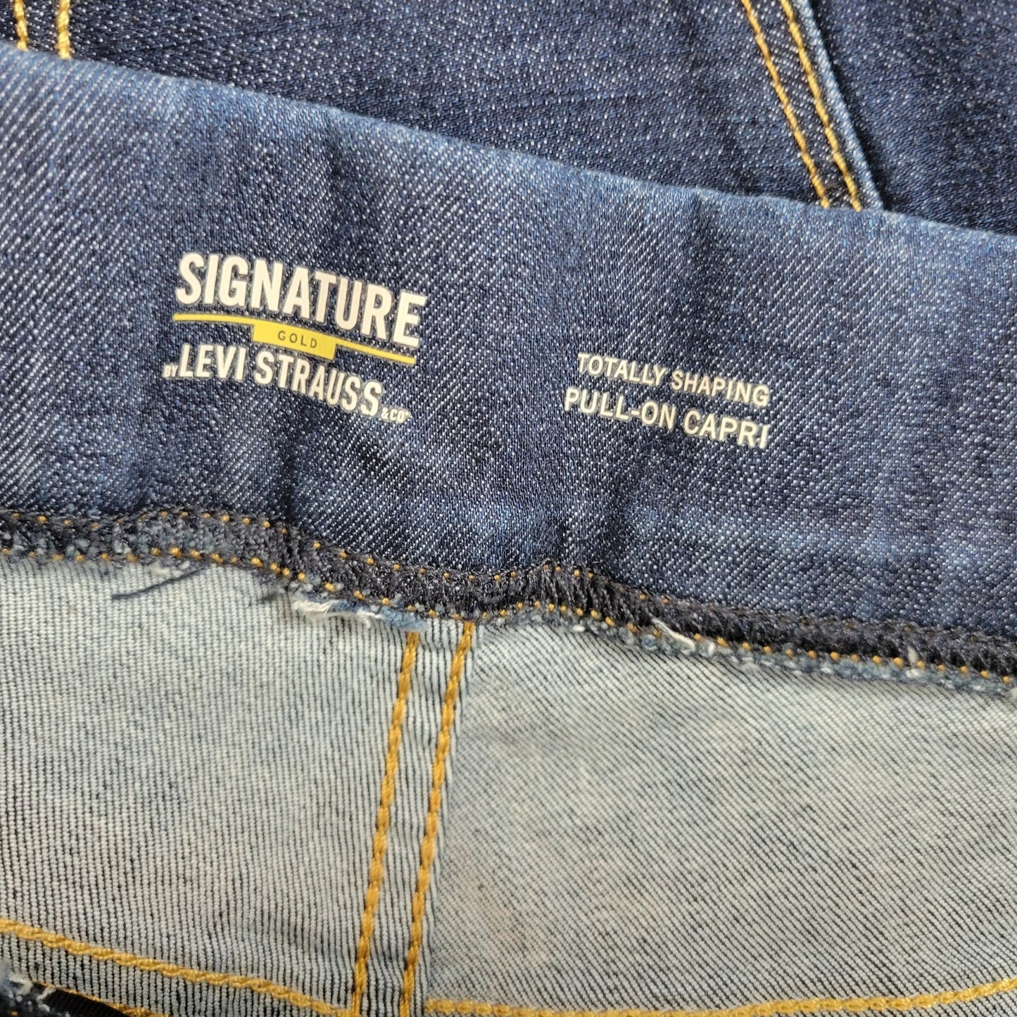 Levis Signature Womens Jeans 24 Plus Capri Dark Blue Denim Total Shaping Zip Fly