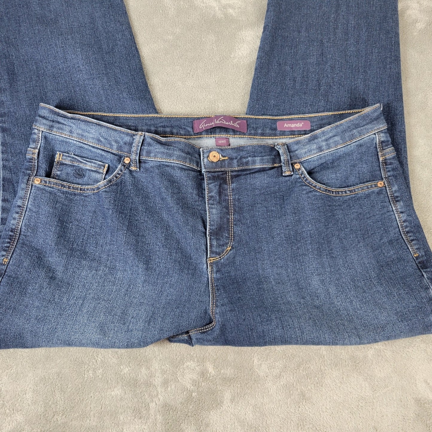 Gloria Vanderbilt Amanda Womens Jeans 18WS 18WP Capri Dark Blue Denim Zip Fly