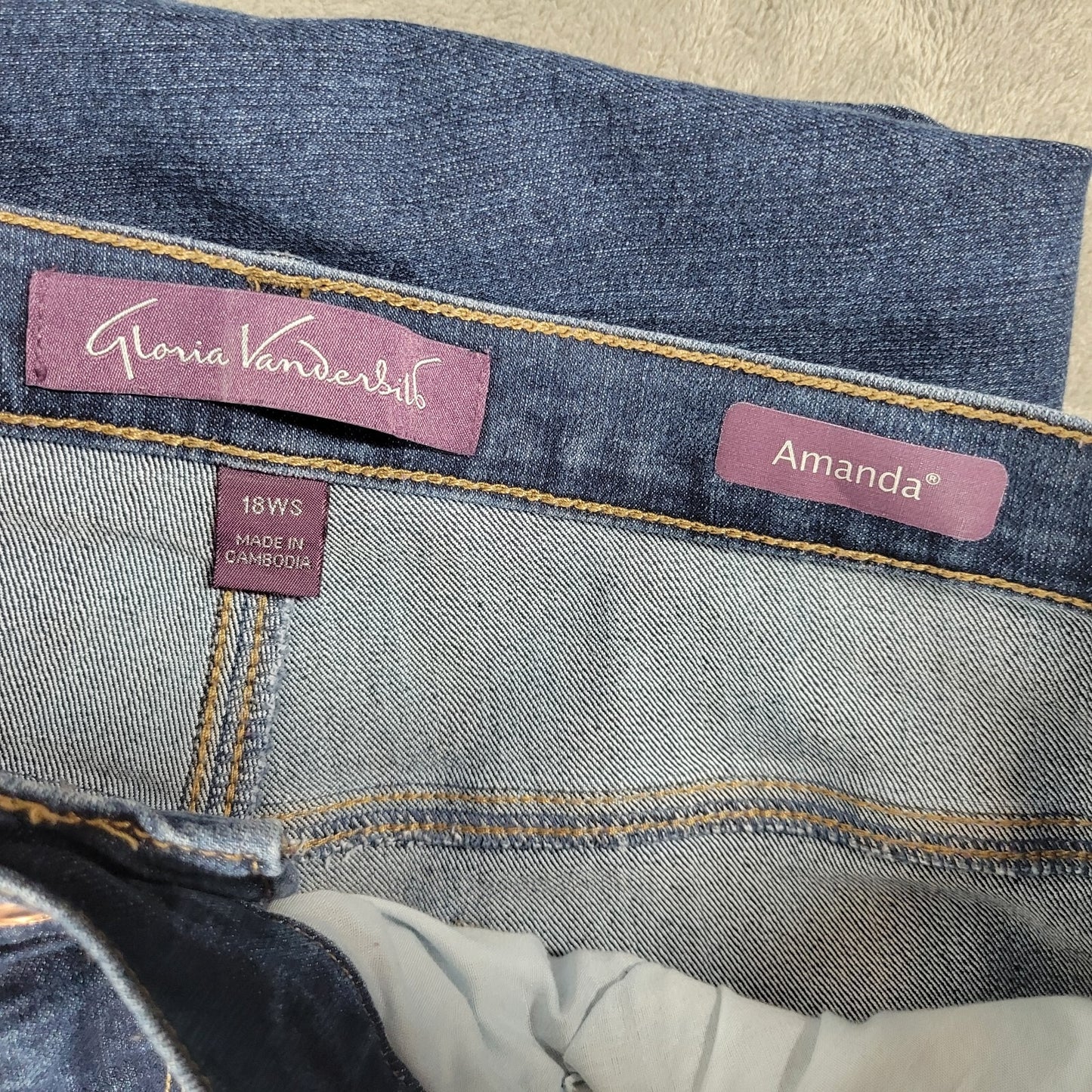 Gloria Vanderbilt Amanda Womens Jeans 18WS 18WP Capri Dark Blue Denim Zip Fly