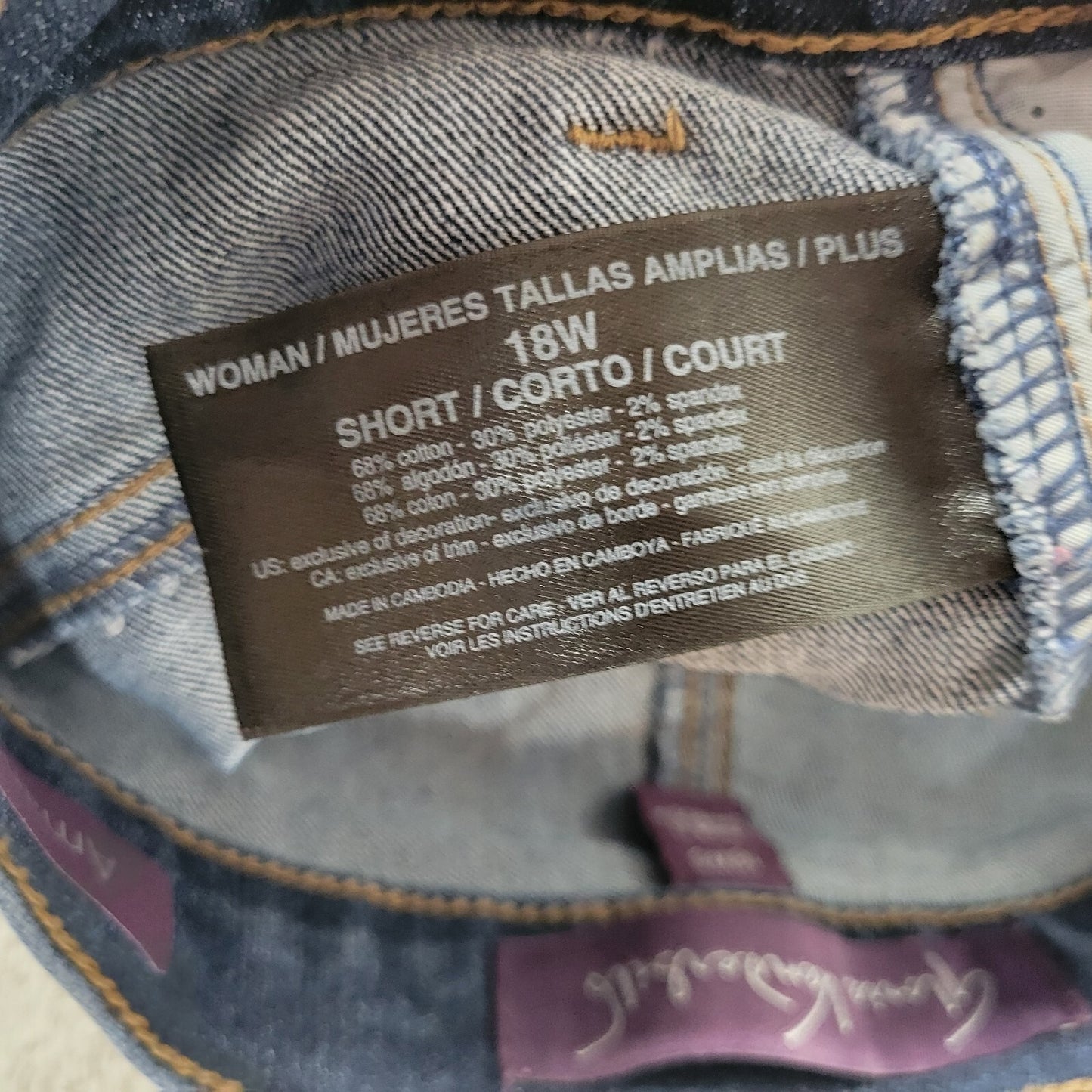 Gloria Vanderbilt Amanda Womens Jeans 18WS 18WP Capri Dark Blue Denim Zip Fly