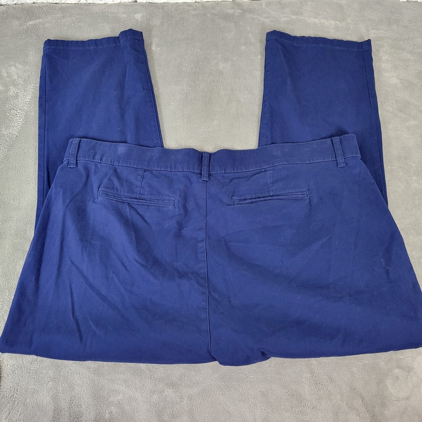 St Johns Bay Womens Pants 20W Plus Girlfriend Blue Comfy Cotton Blend Zip Fly