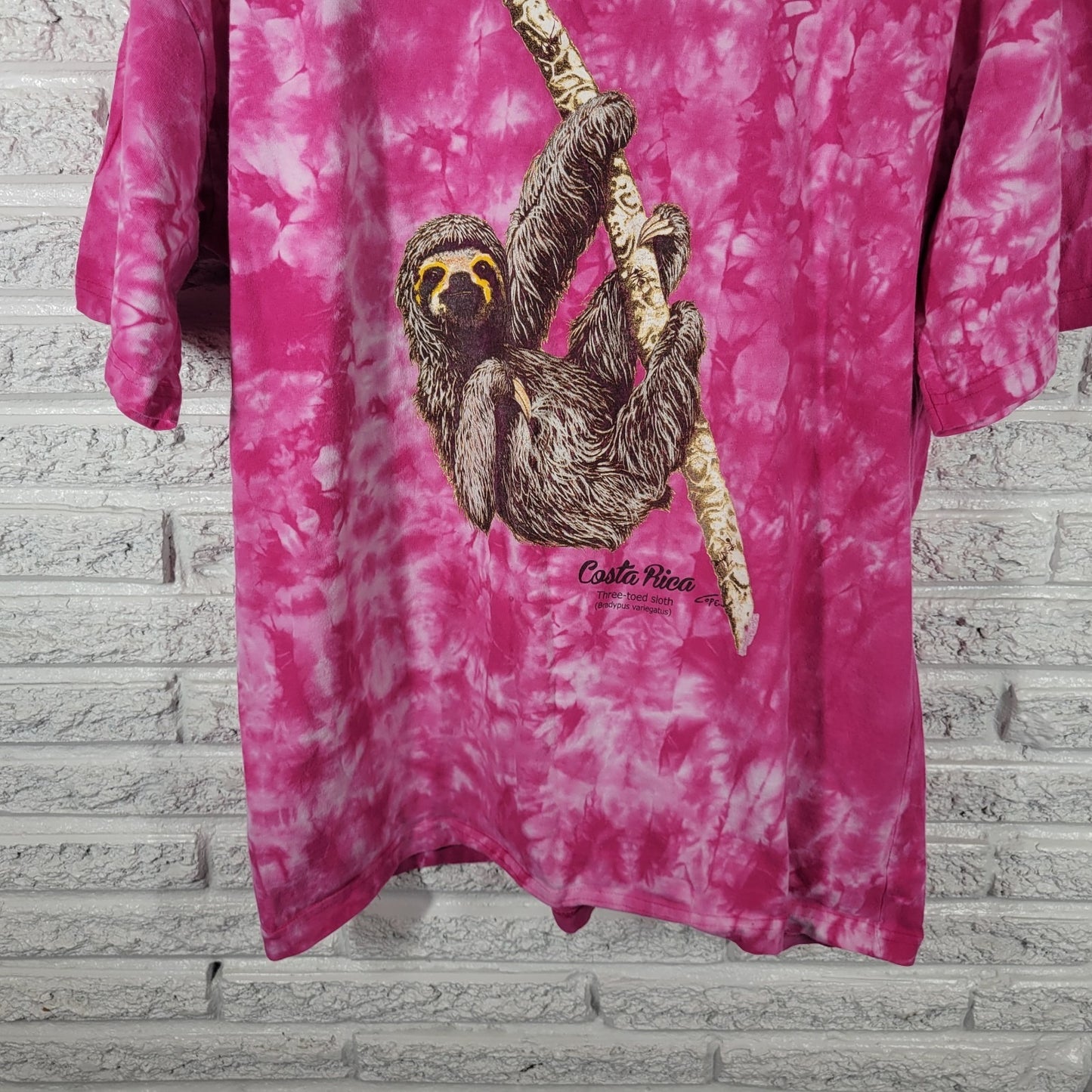Tropic Joes Womens Top 2XL Plus Sloth Costa Rica Pink Tie Dye Cotton Souvenir