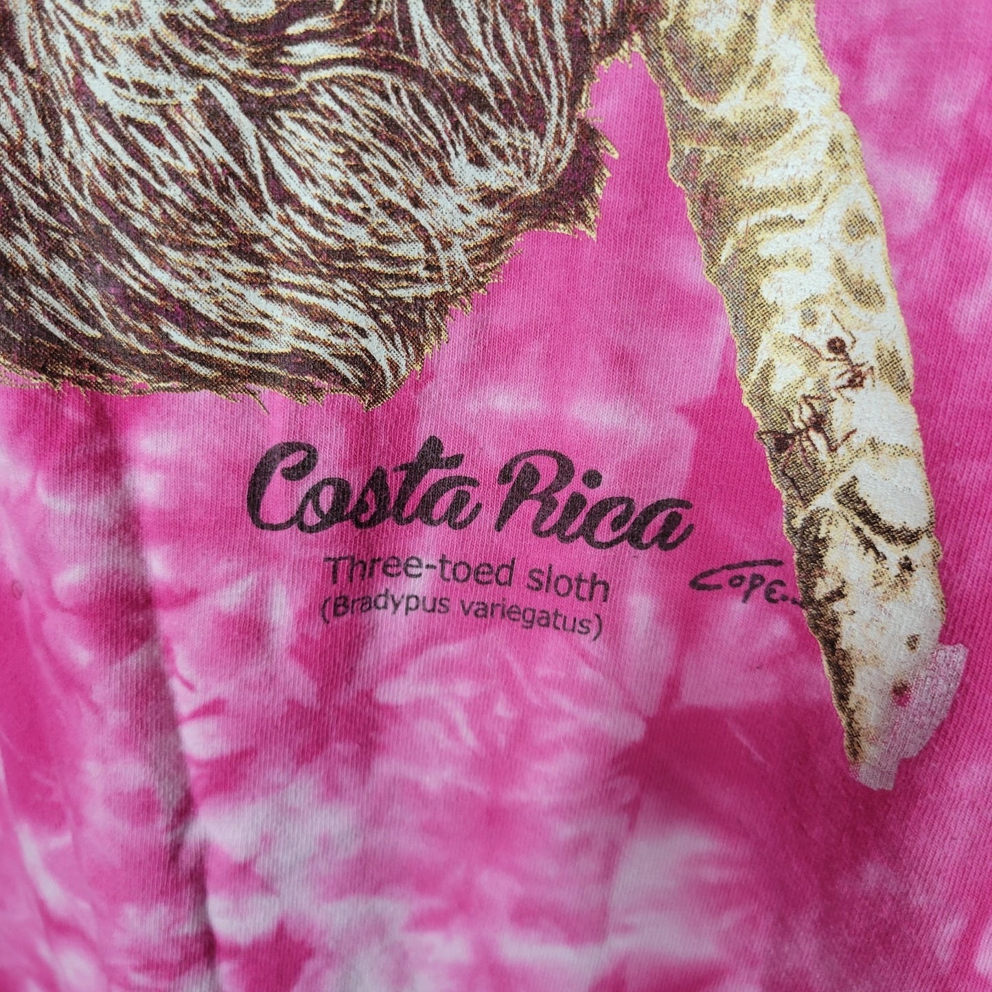 Tropic Joes Womens Top 2XL Plus Sloth Costa Rica Pink Tie Dye Cotton Souvenir