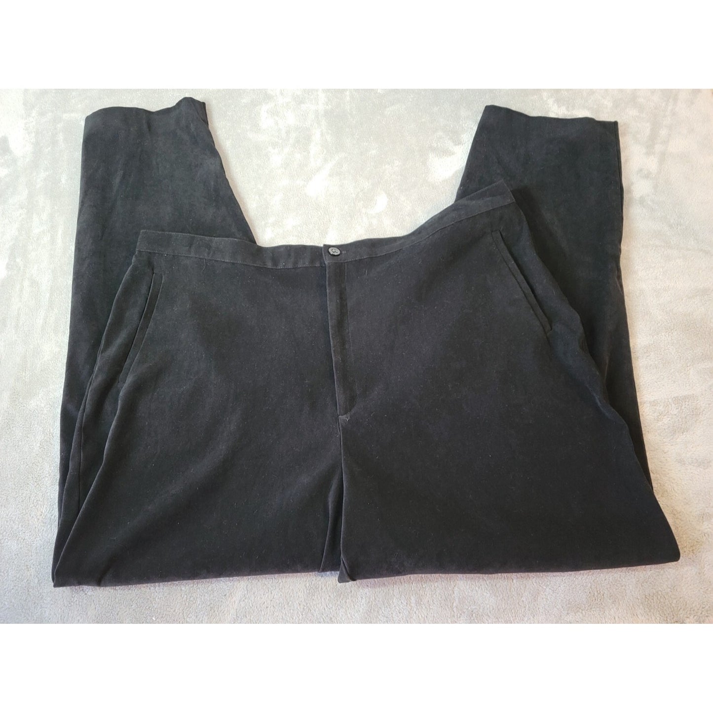 Dress Barn Womens Pants 22 Plus Tapered Straight Leg Black Light Velour Zip