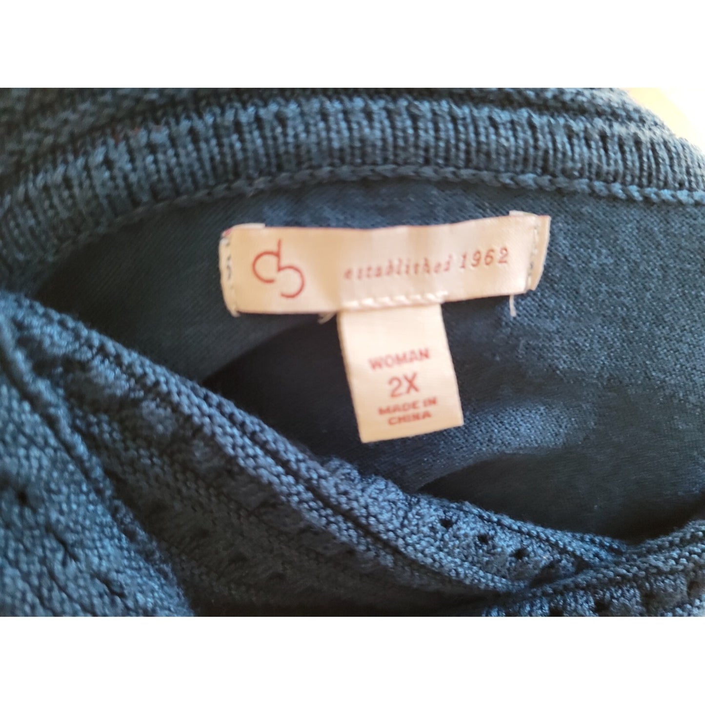 Dress Barn Womens Sweater 2X Plus Pullover Tunic Cowl Neck Blue Stretch Career