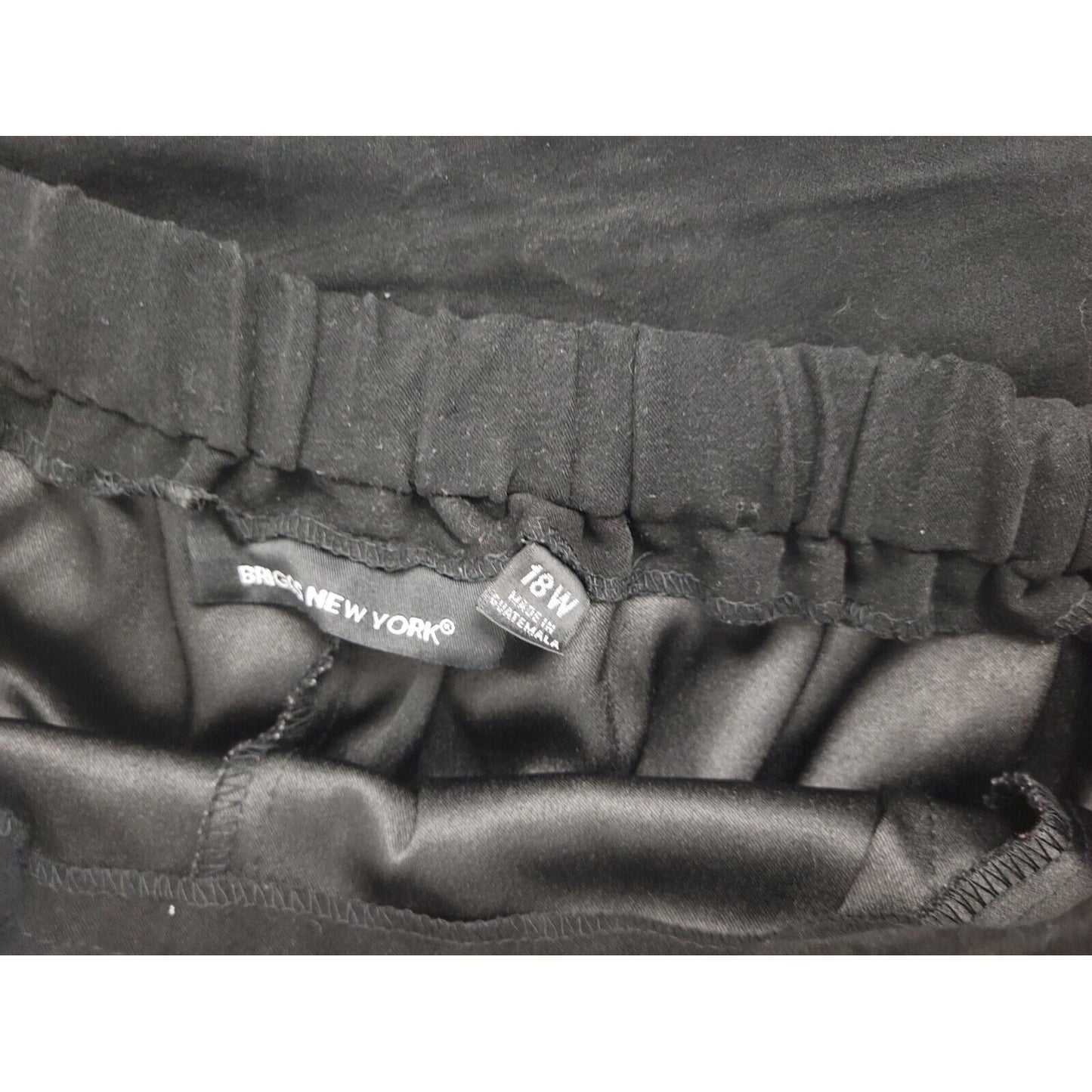 Briggs New York Womens Pants 18W Dress Pull On Straight Leg Black Velour Comfort