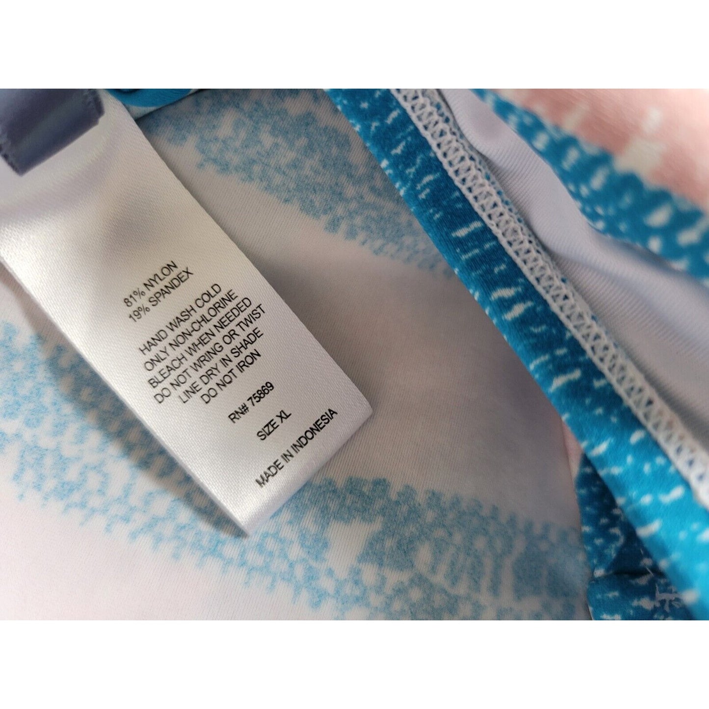 Aqua Couture Swim Top Extra Large XL Strappy Bra Lined Blue Stripe Racerback