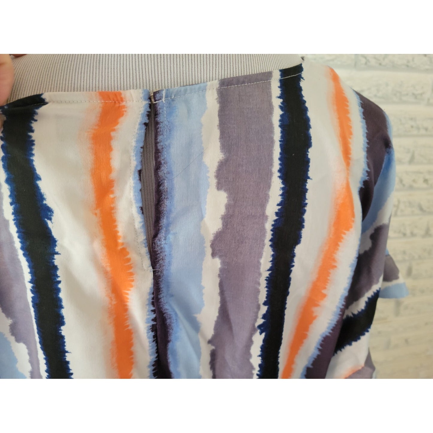 Worthington Womens Top 1X Plus Lightweight Keyhole Back Blue Watercolor Career