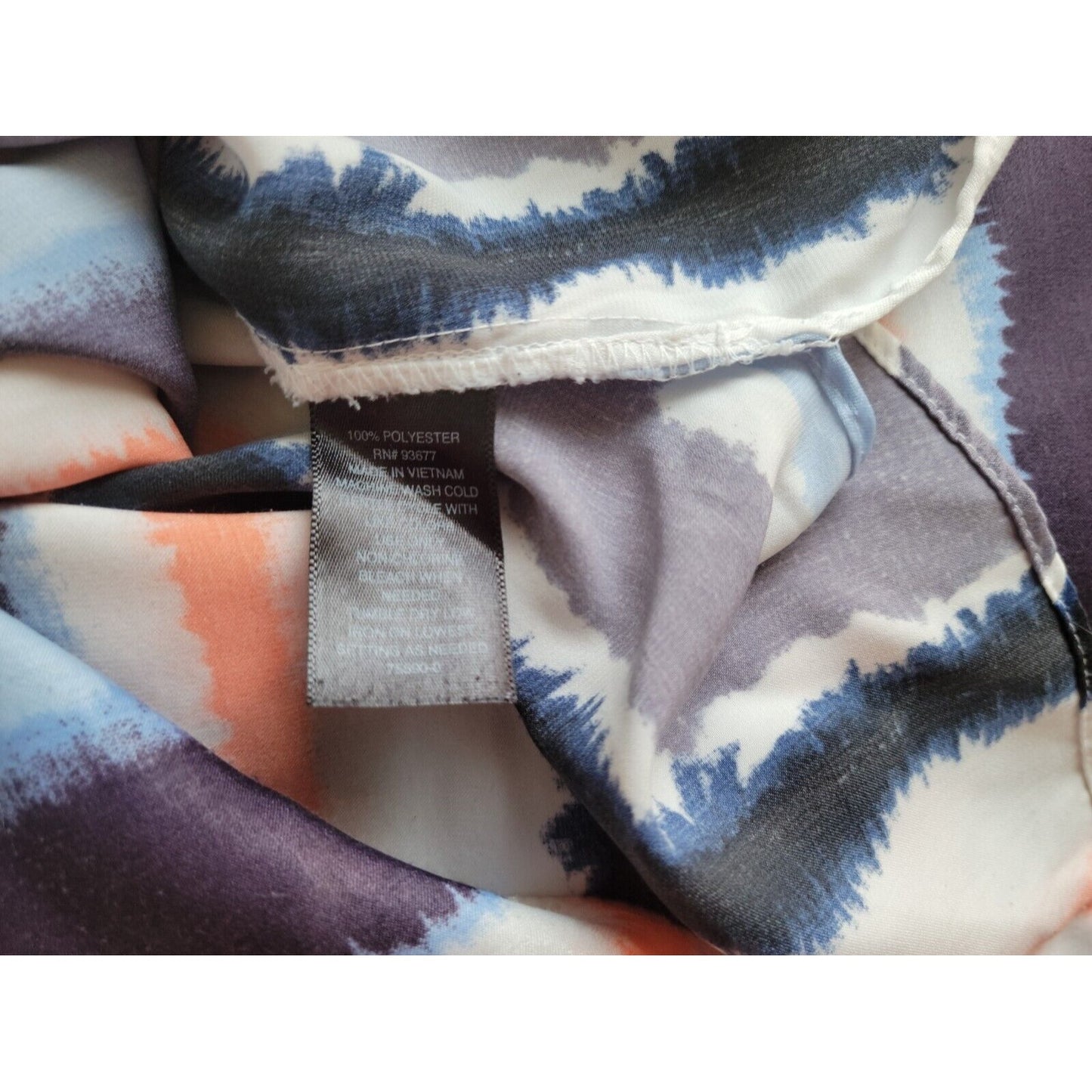 Worthington Womens Top 1X Plus Lightweight Keyhole Back Blue Watercolor Career